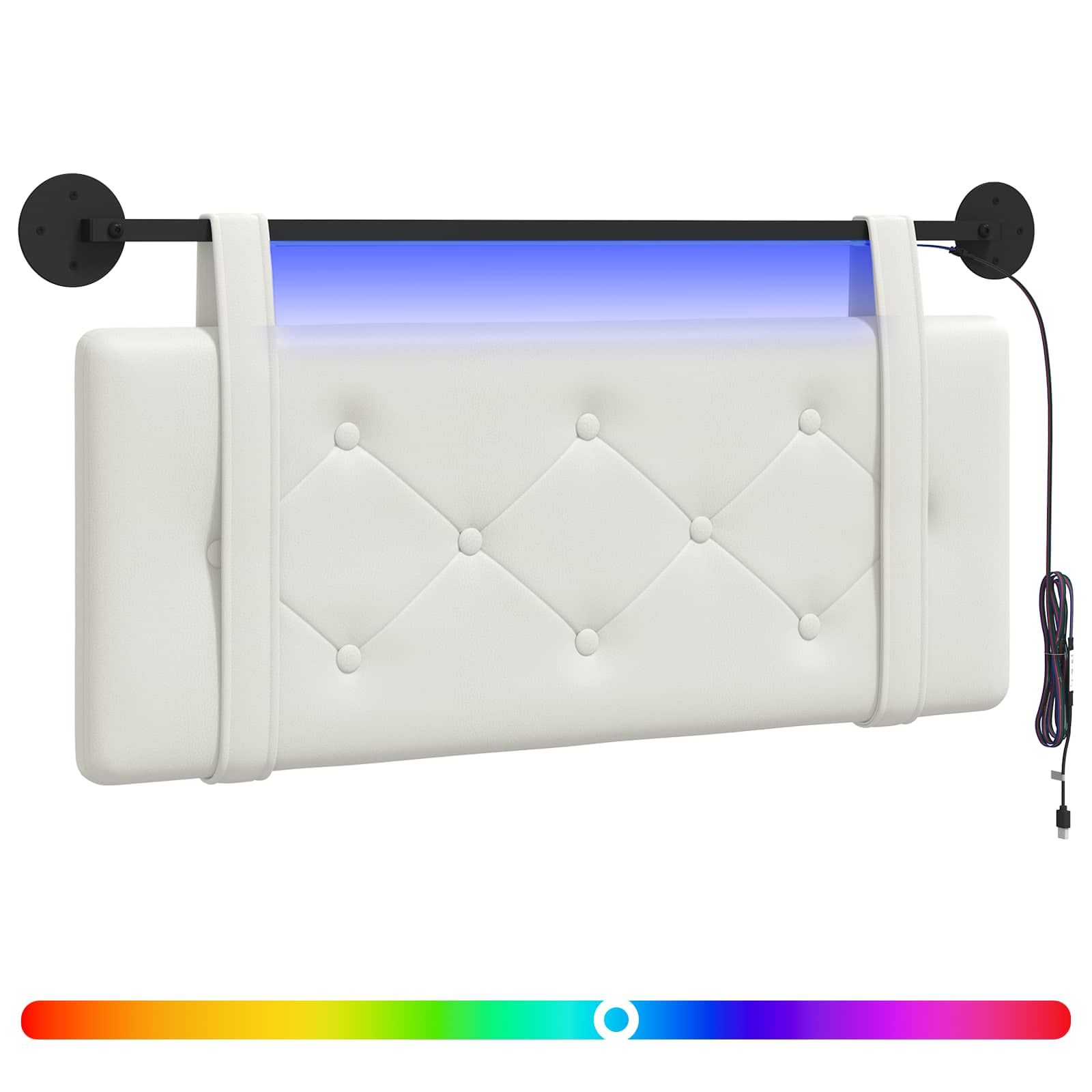 Hängendes Kopfteil Mit LED Licht Weiß Kunstleder