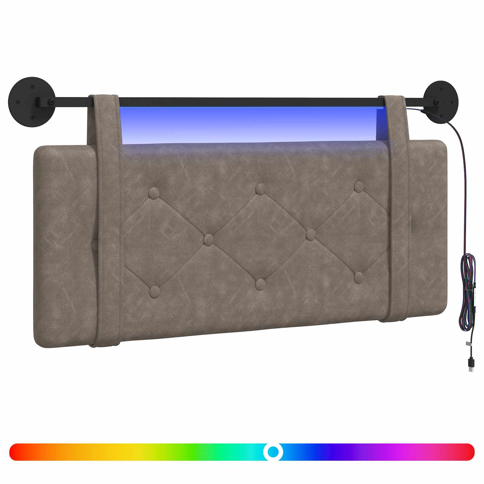 Hängendes Kopfteil Mit LED Licht Grau Antikes PU