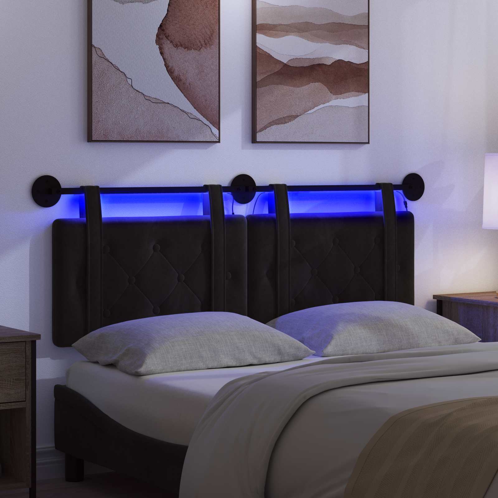 Hängendes Kopfteil Mit LED Licht Schwarz Samt