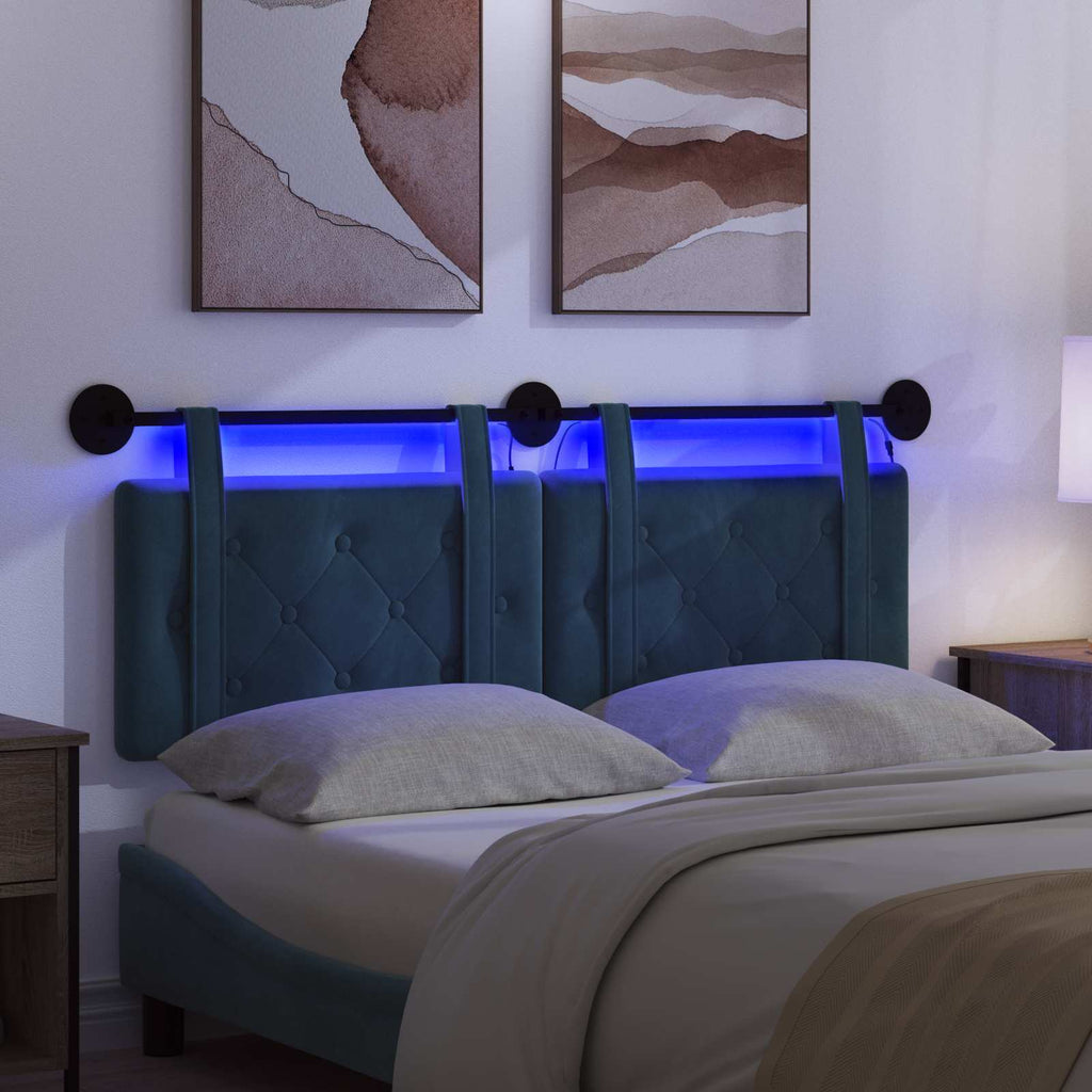 Hängendes Kopfteil Mit LED Licht Blau Samt