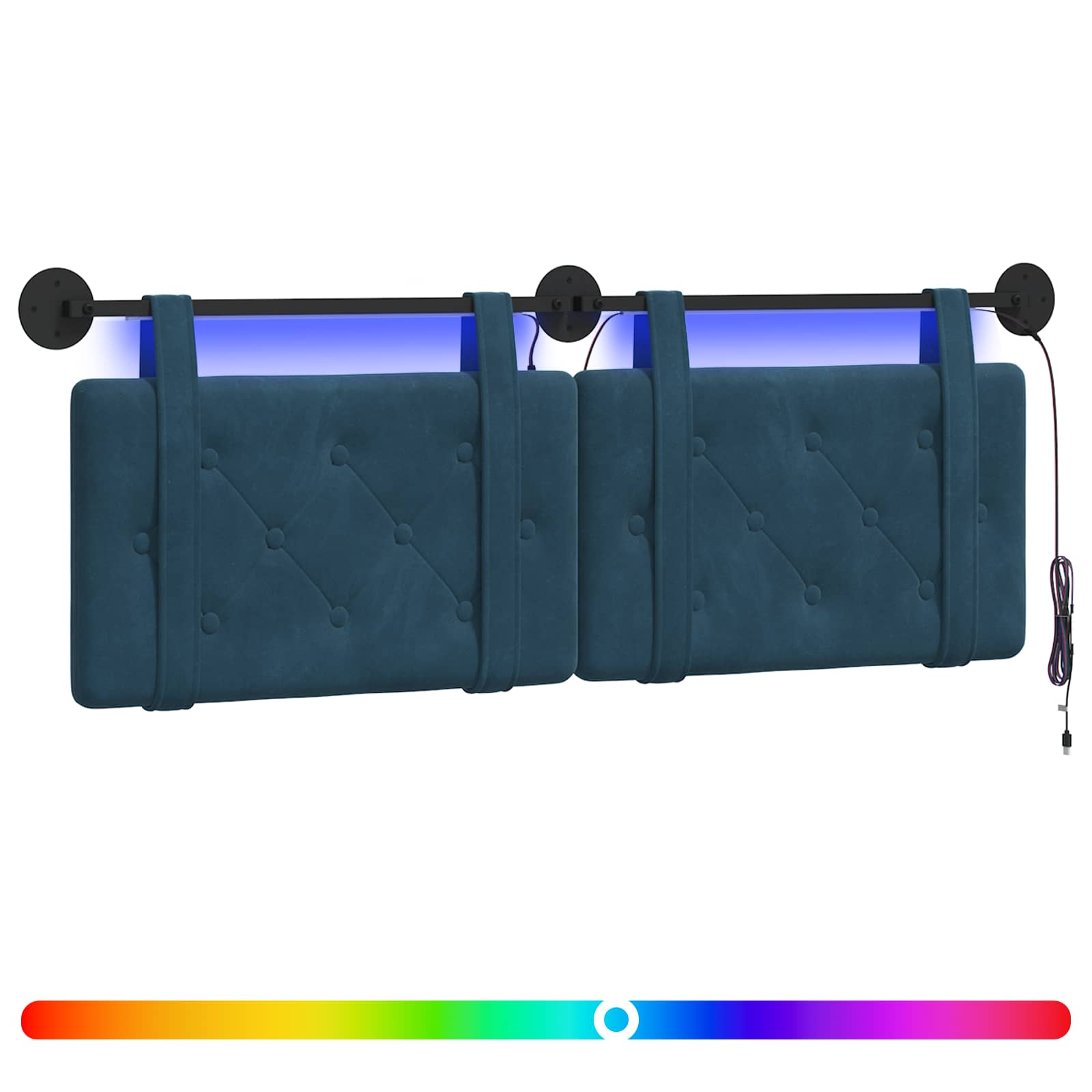 Hängendes Kopfteil Mit LED Licht Blau Samt