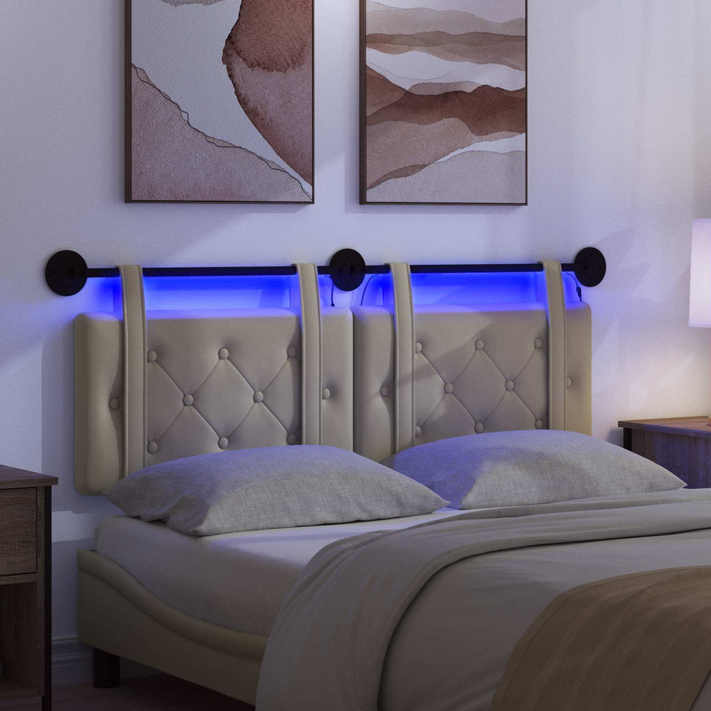 Hängendes Kopfteil Mit LED Licht Creme Kunstleder