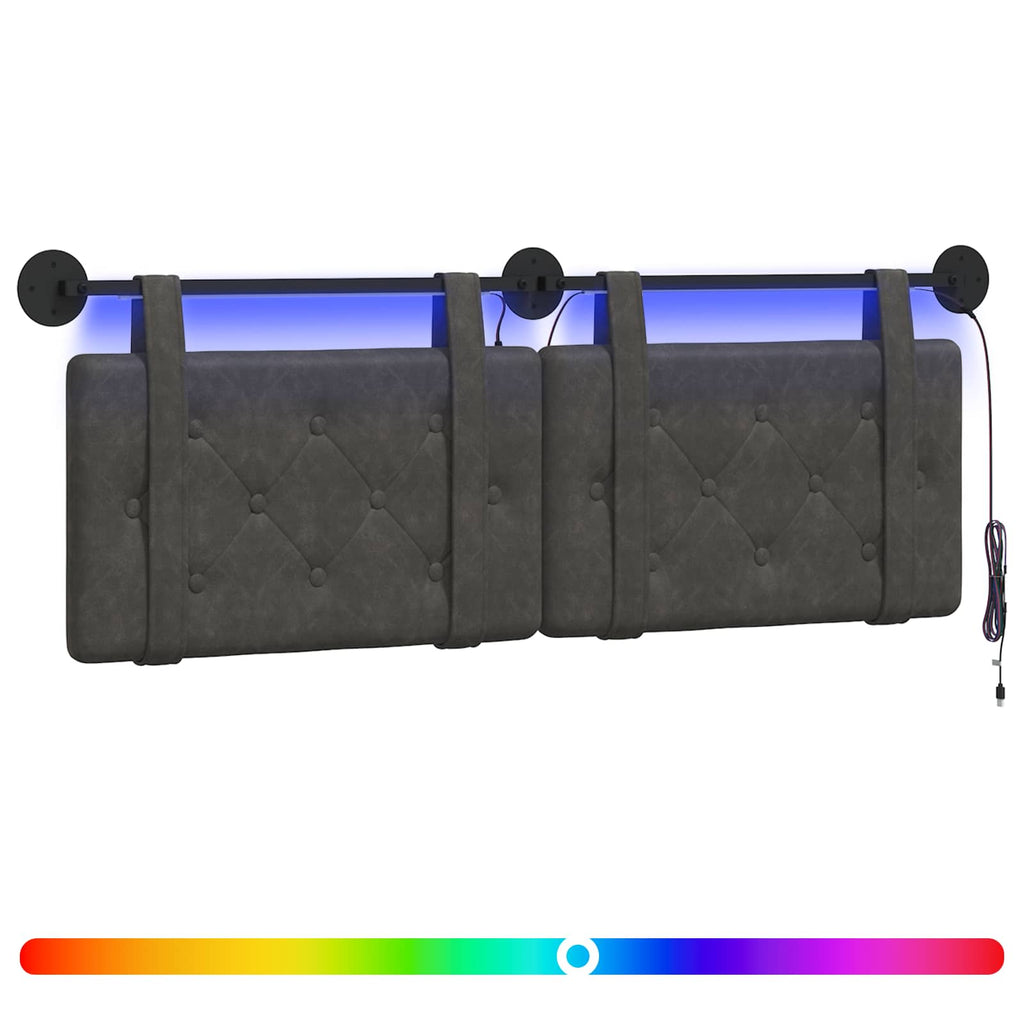 Hängendes Kopfteil Mit LED Licht Schwarz Antikes PU