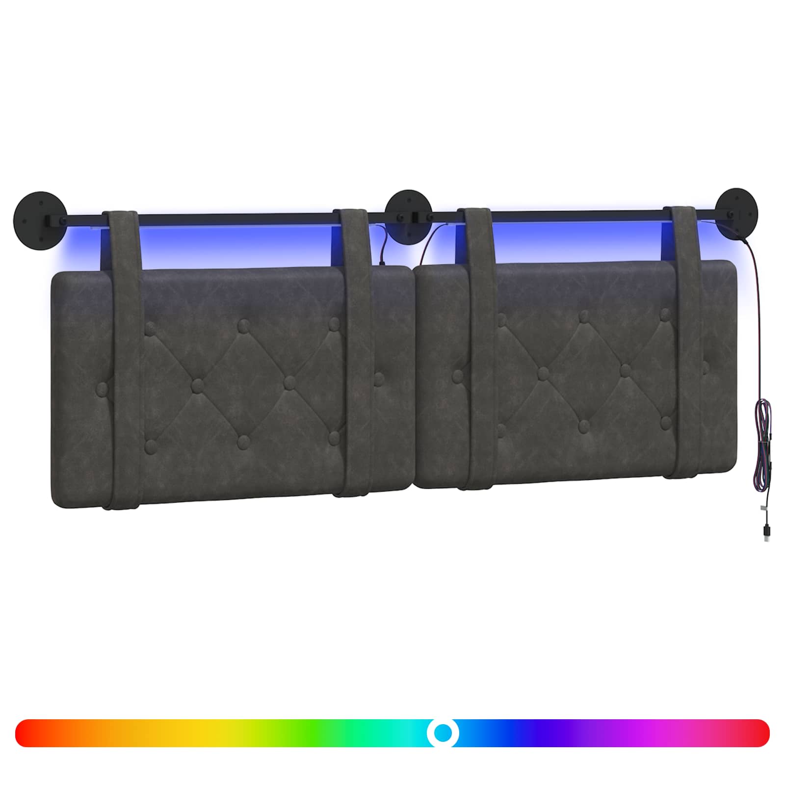 Hängendes Kopfteil Mit LED Licht Schwarz Antikes PU