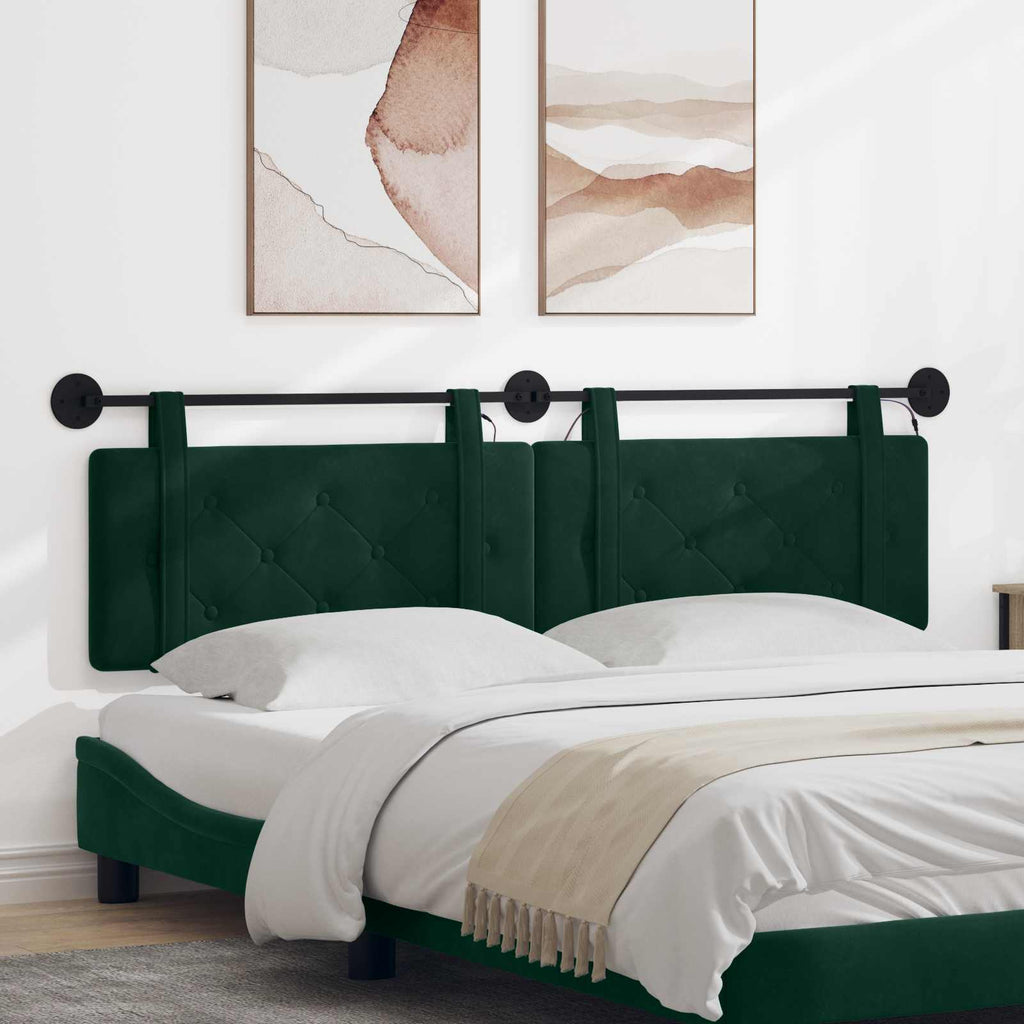 Hängendes Kopfteil Mit LED Licht Dunkelgrün Samt