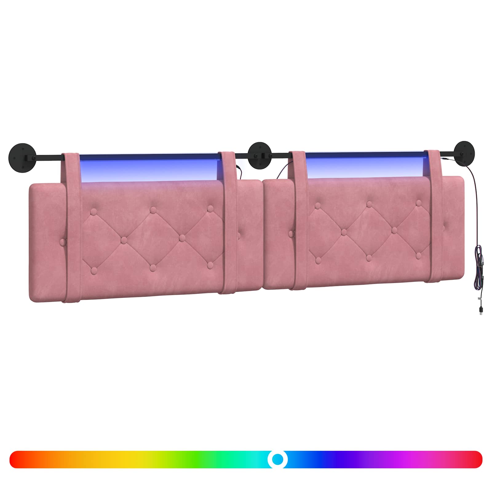 Hängendes Kopfteil Mit LED Licht Rosa Samt
