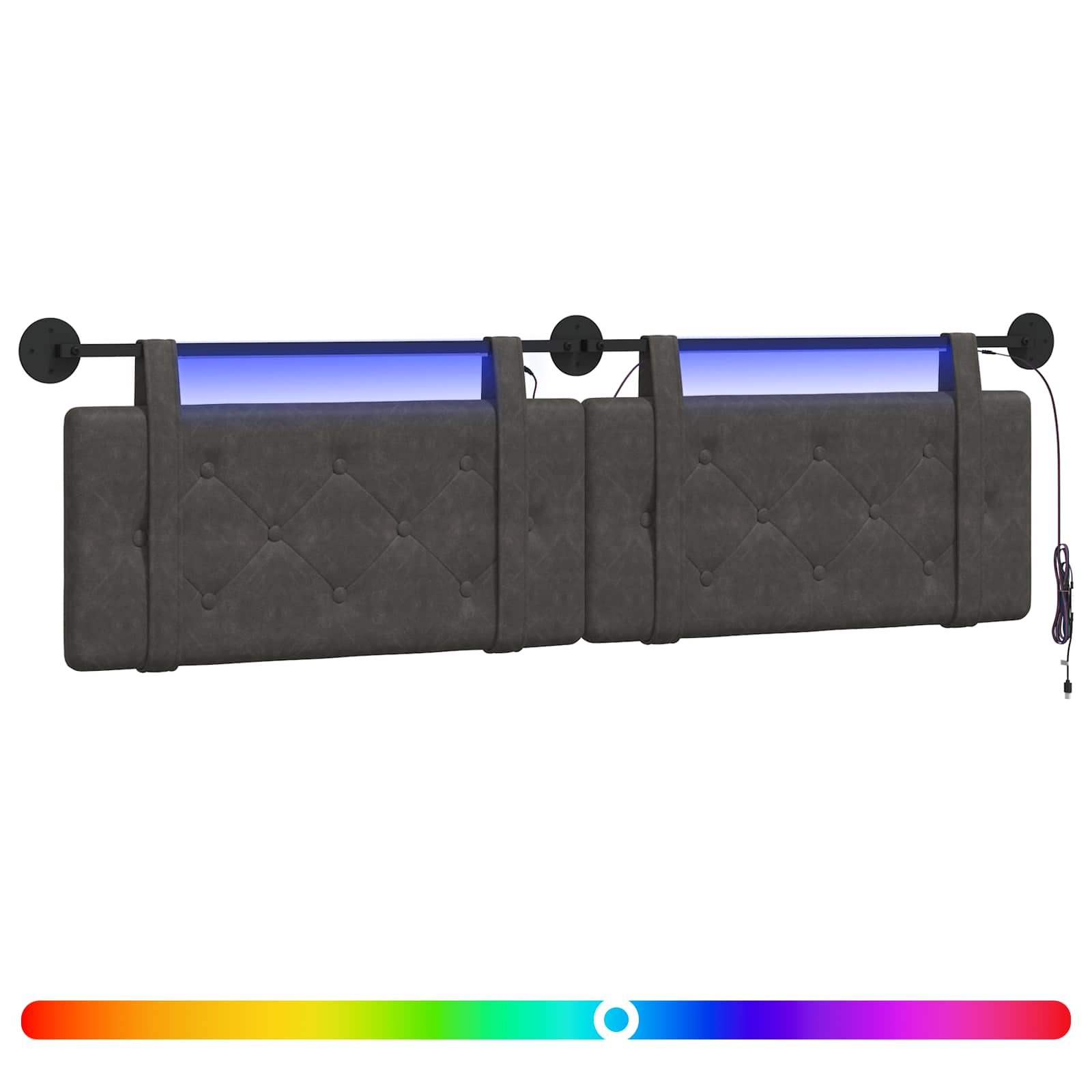 Hängendes Kopfteil Mit LED Licht Schwarz Antikes PU