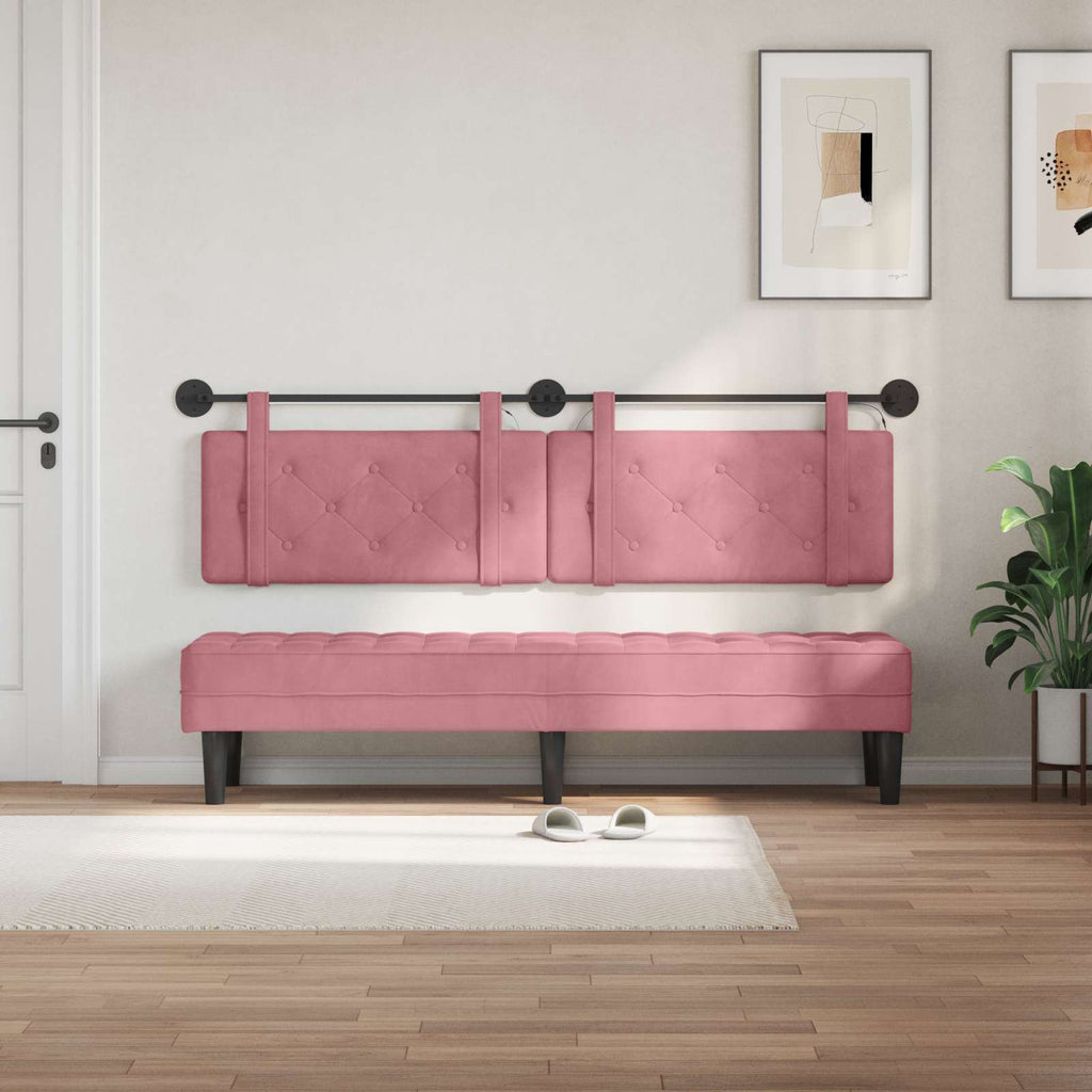 Hängendes Kopfteil Mit LED Licht Rosa Samt