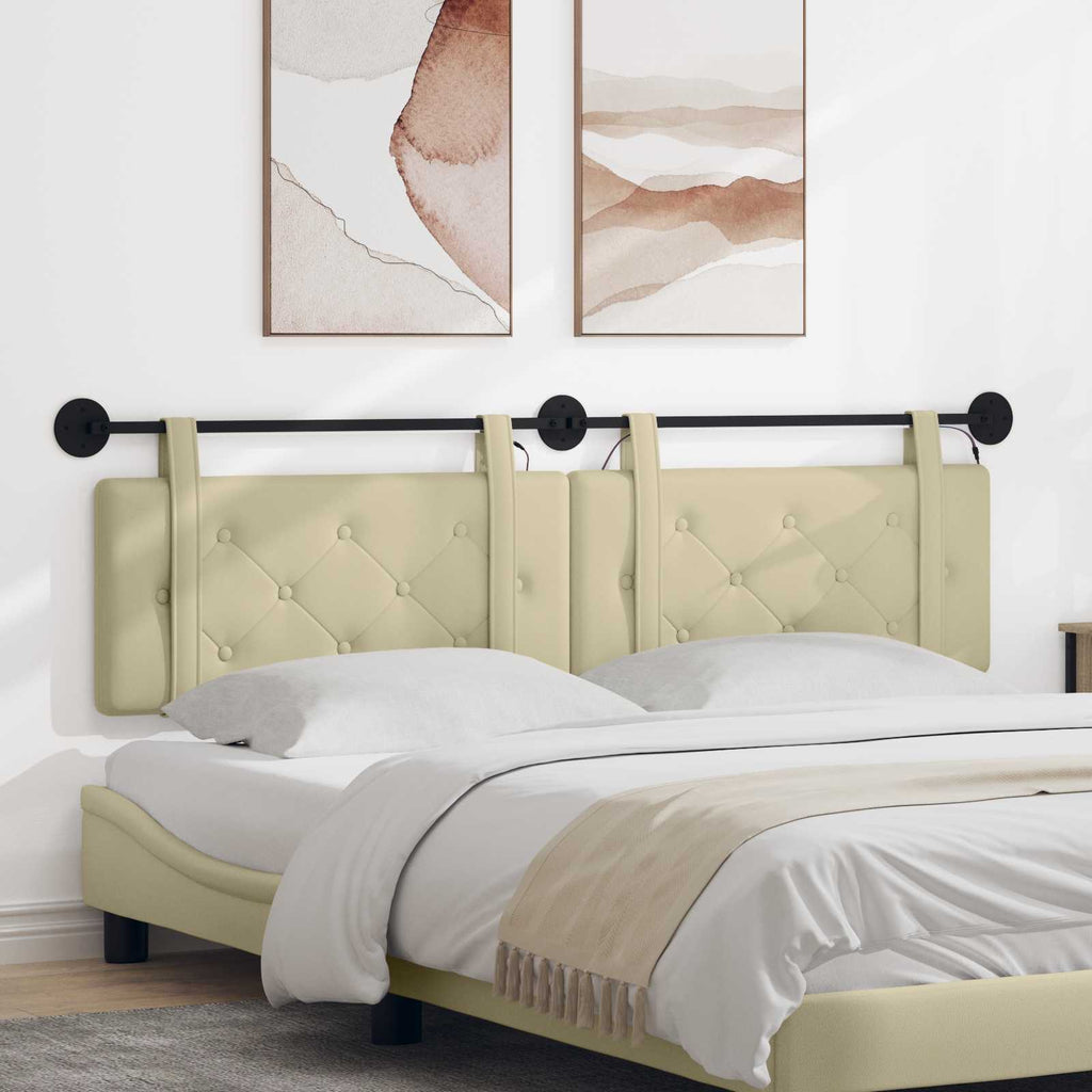 Hängendes Kopfteil Mit LED Licht Creme Kunstleder