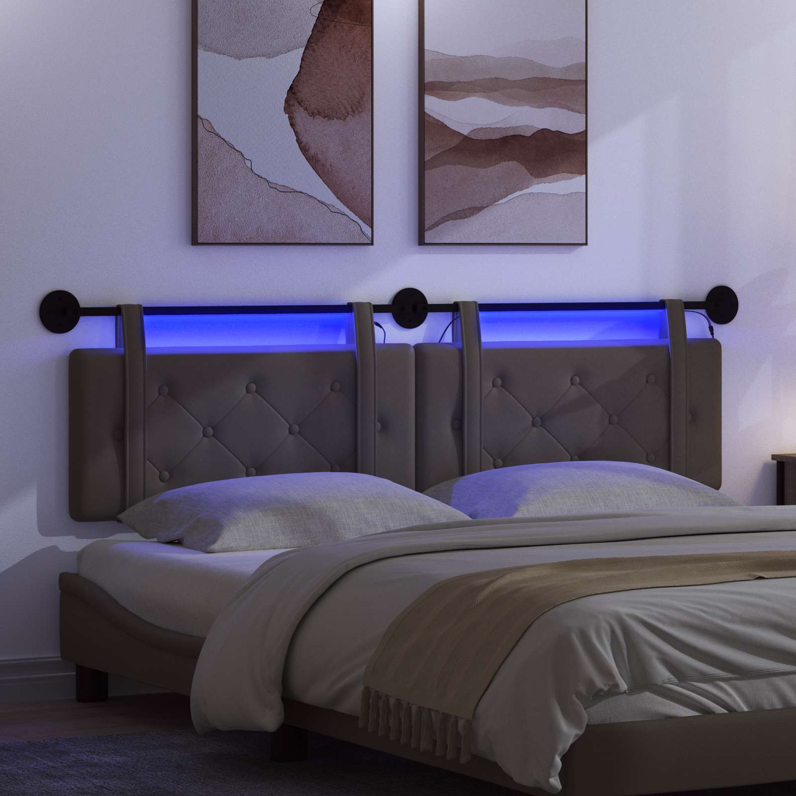 Hängendes Kopfteil Mit LED Licht Grau Kunstleder