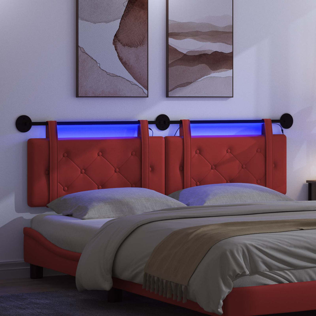 Hängendes Kopfteil Mit LED Licht Rot Kunstleder