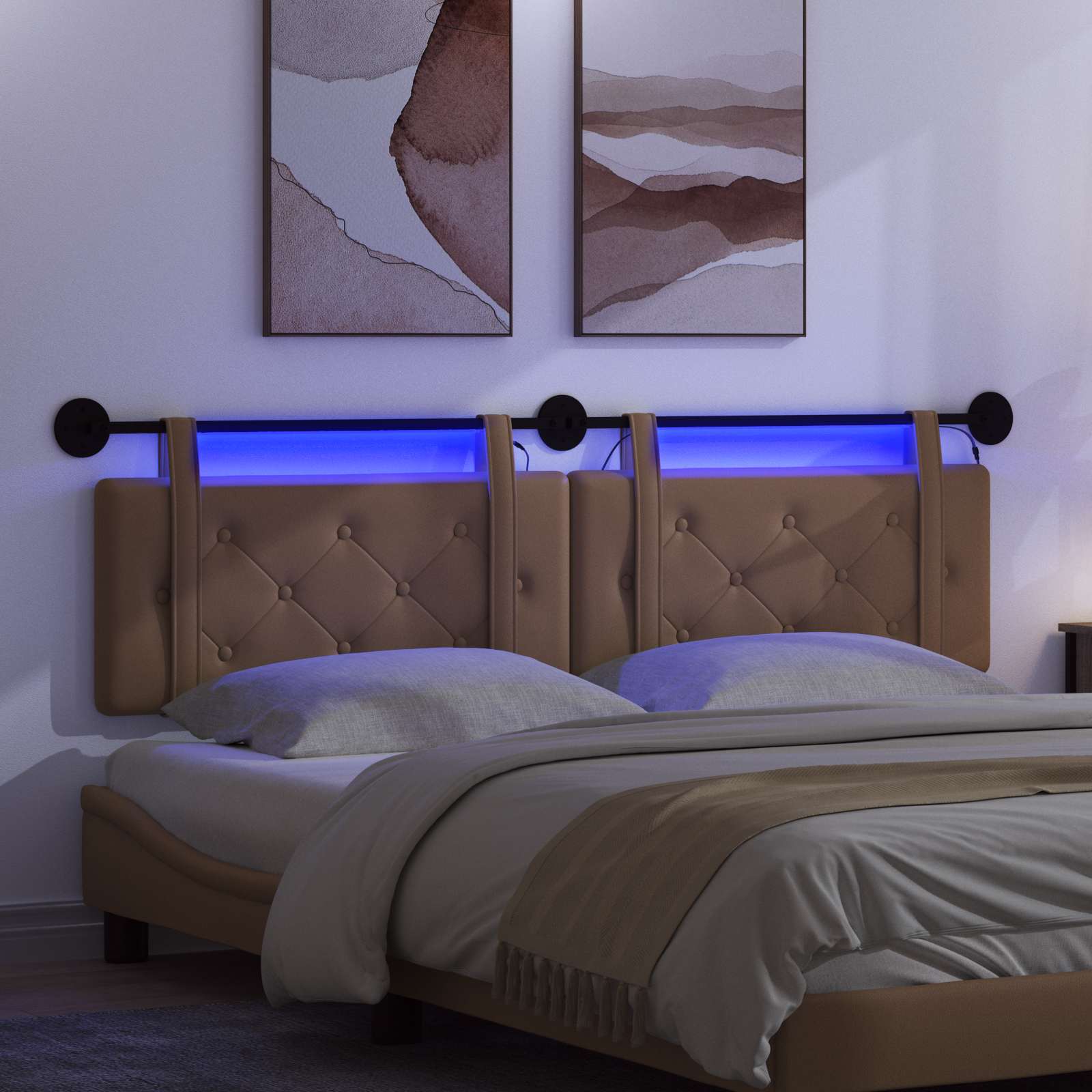 Hängendes Kopfteil Mit LED Licht Cappuccino Kunstleder