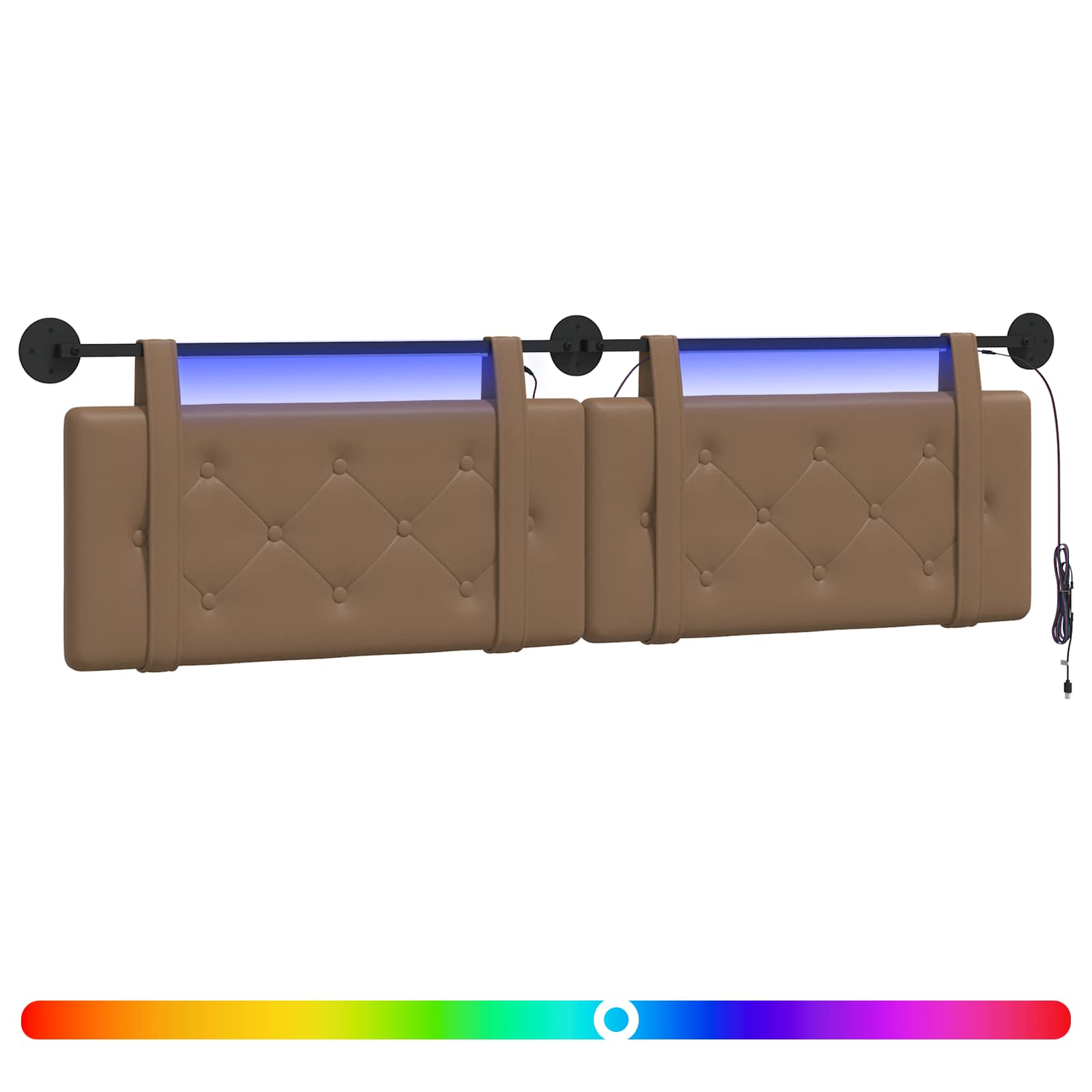 Hängendes Kopfteil Mit LED Licht Cappuccino Kunstleder
