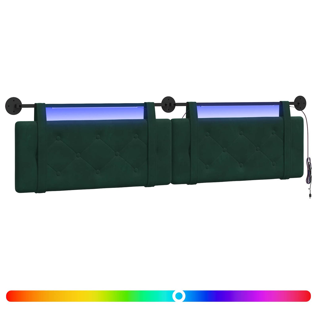 Hängendes Kopfteil Mit LED Licht Dunkelgrün Samt