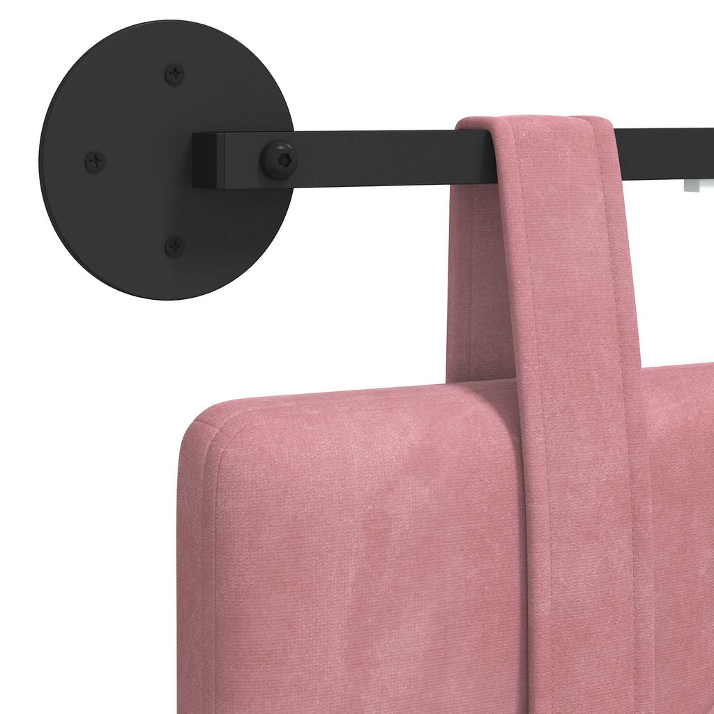 Hängendes Kopfteil Mit LED Licht Rosa Samt