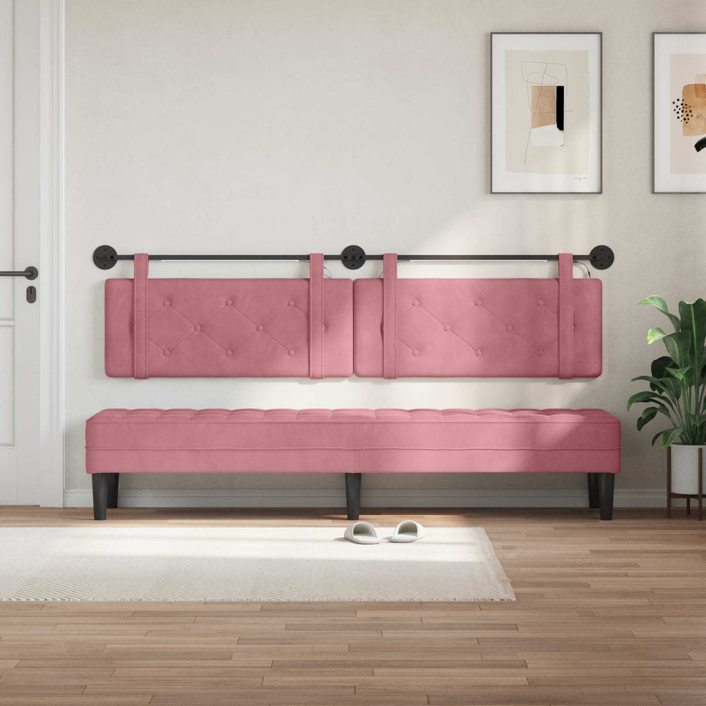 Hängendes Kopfteil Mit LED Licht Rosa Samt