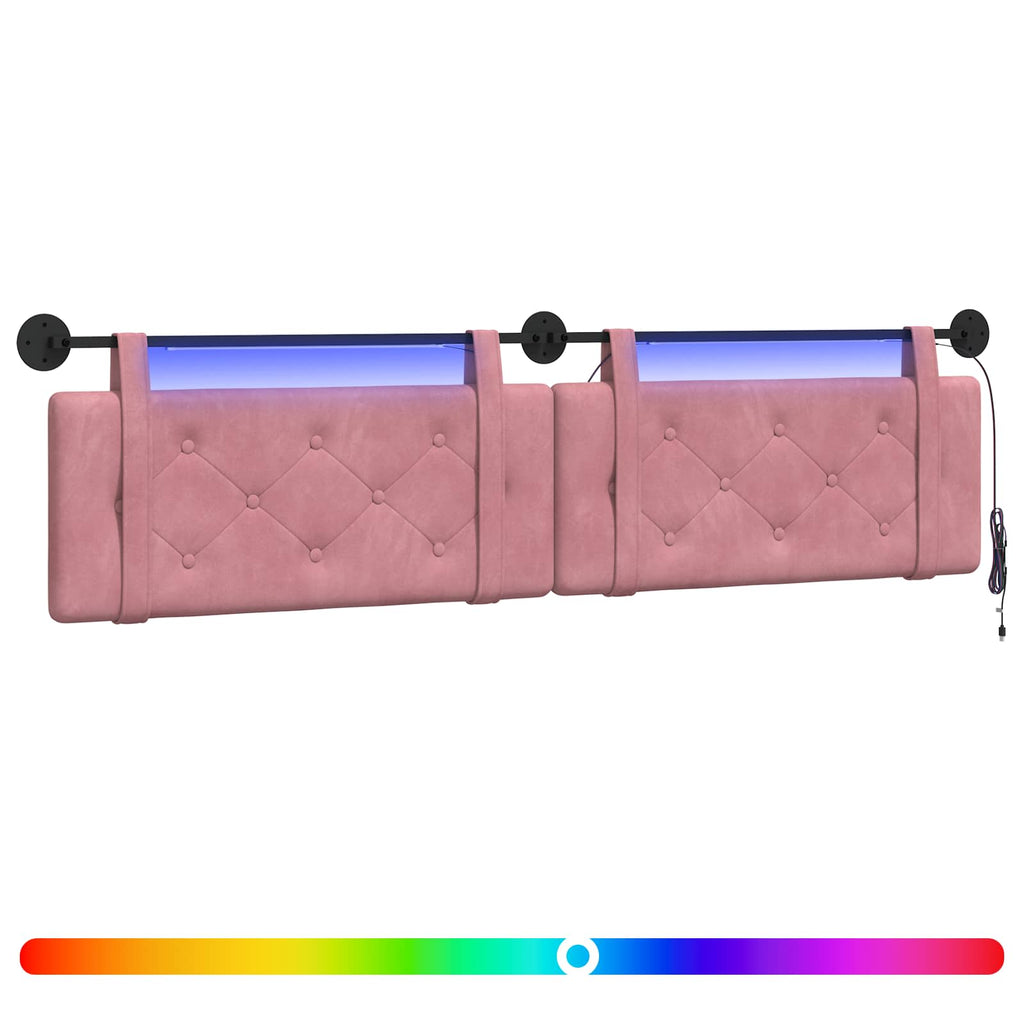 Hängendes Kopfteil Mit LED Licht Rosa Samt