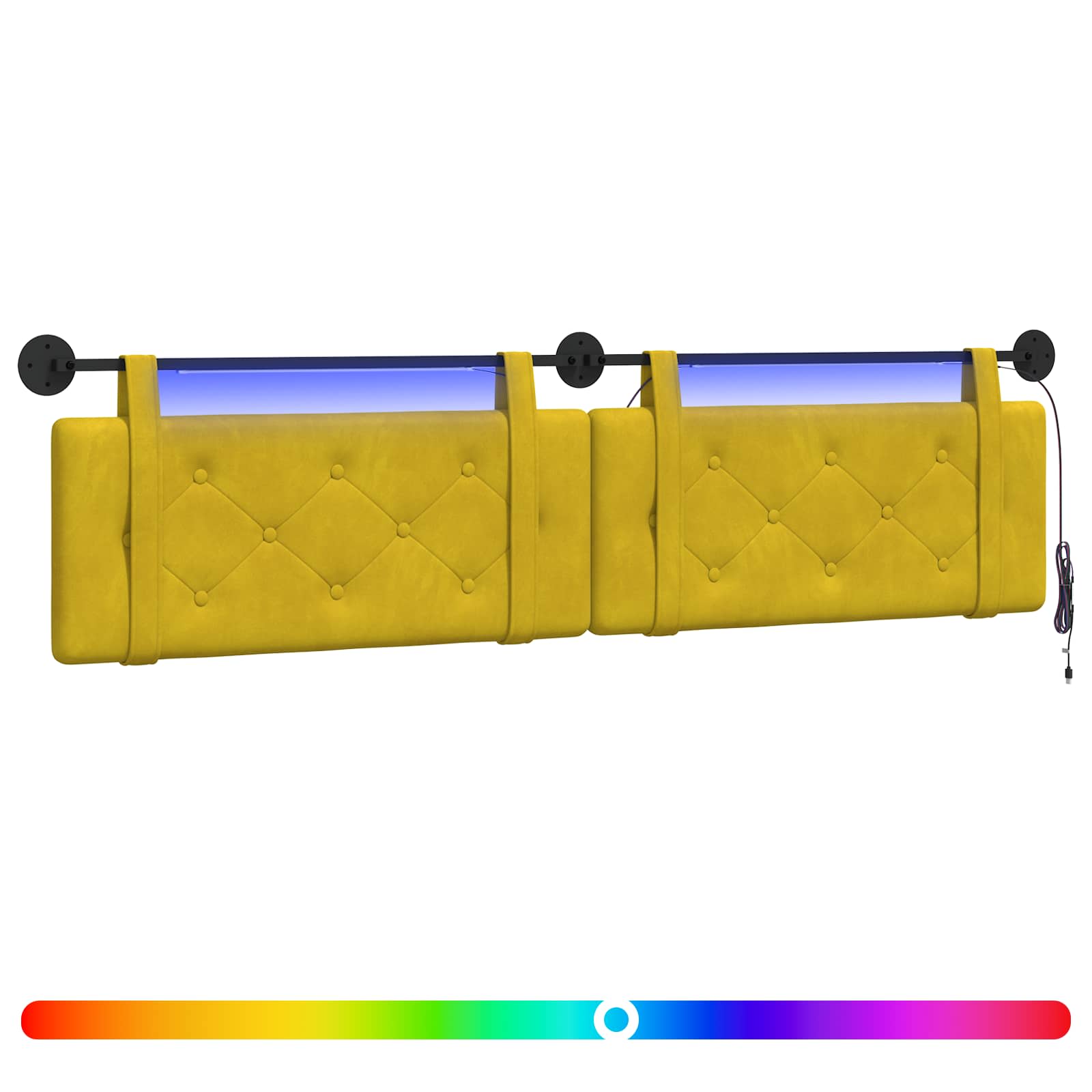 Hängendes Kopfteil Mit LED Licht Gelb Samt