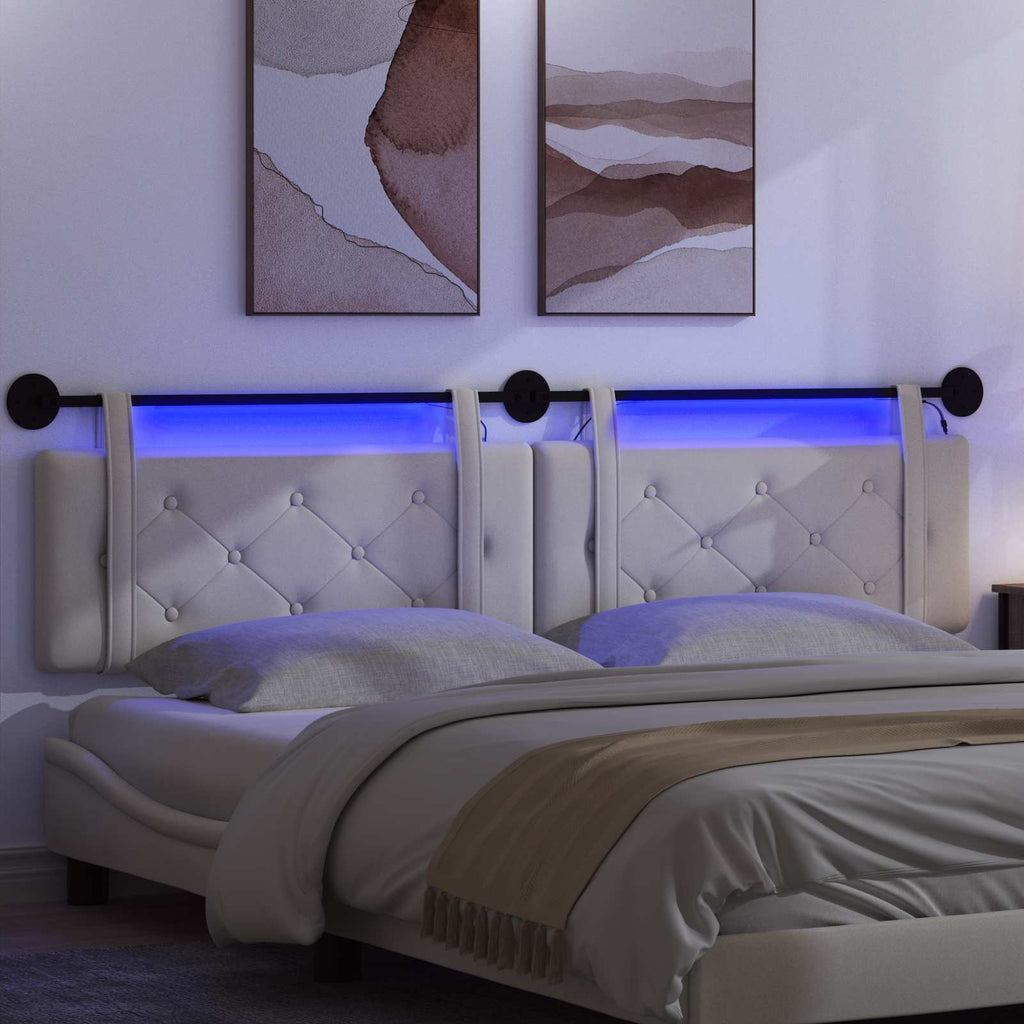Hängendes Kopfteil Mit LED Licht Creme Samt