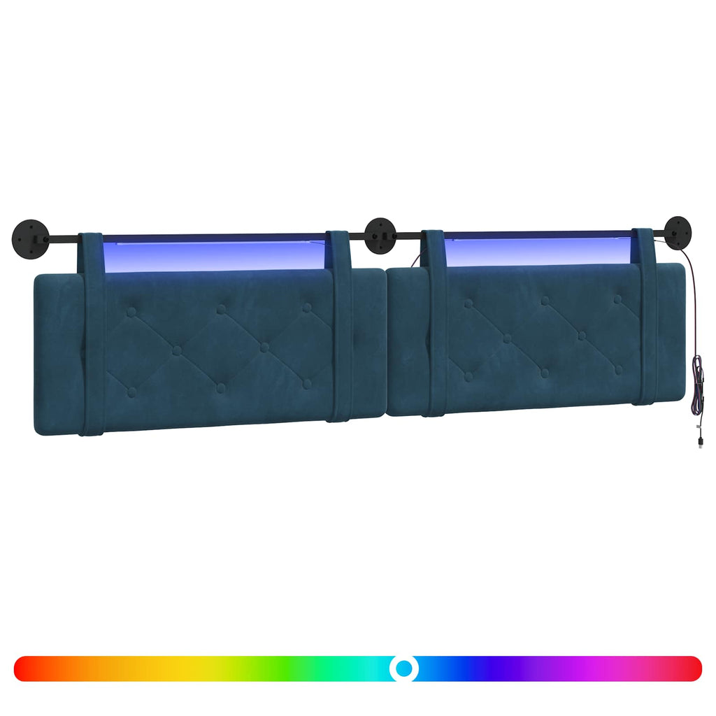 Hängendes Kopfteil Mit LED Licht Blau Samt