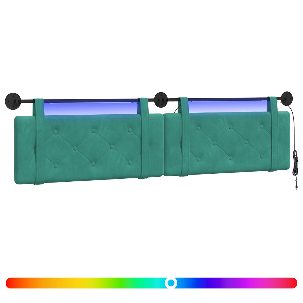 Hängendes Kopfteil Mit LED Licht Türkis Samt