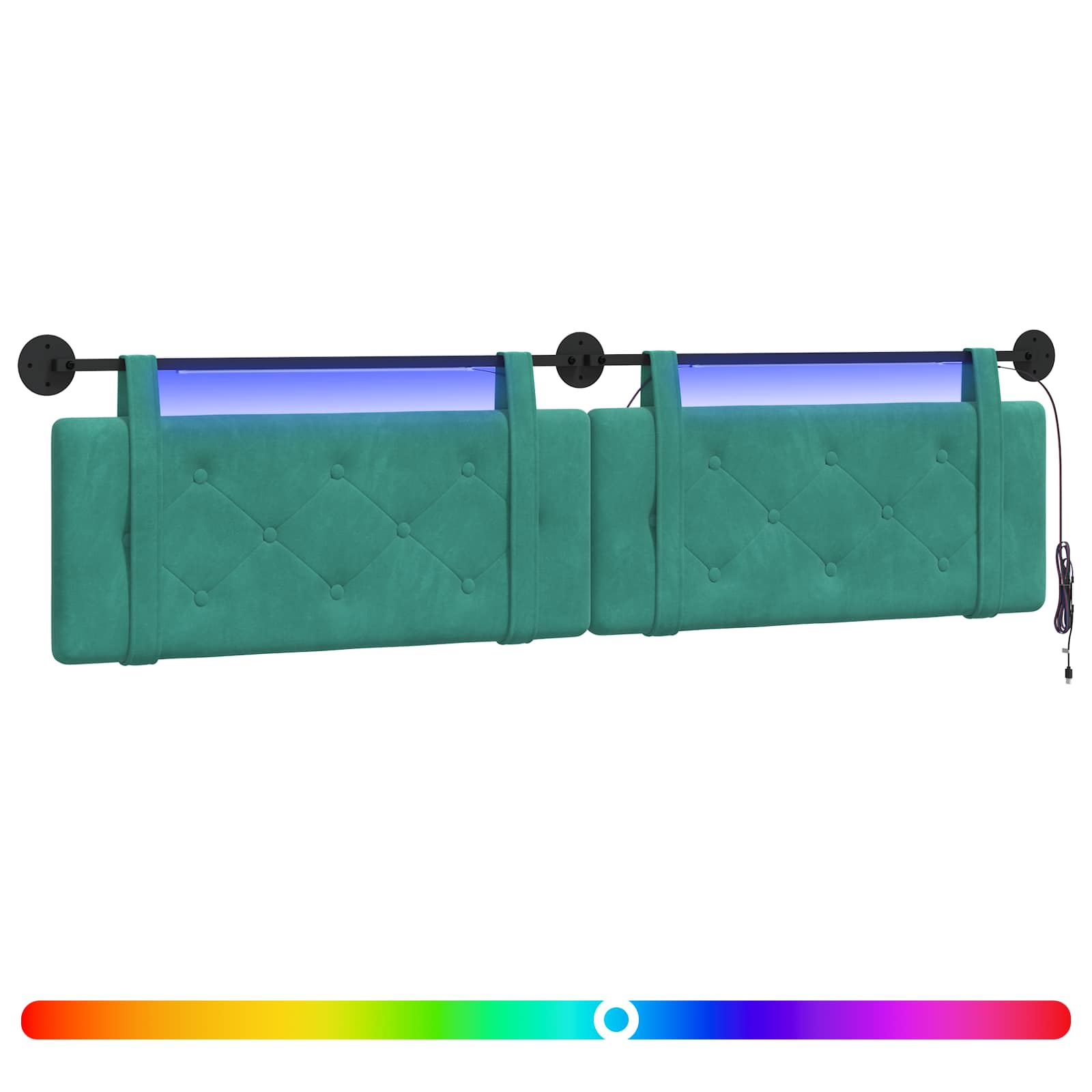 Hängendes Kopfteil Mit LED Licht Türkis Samt