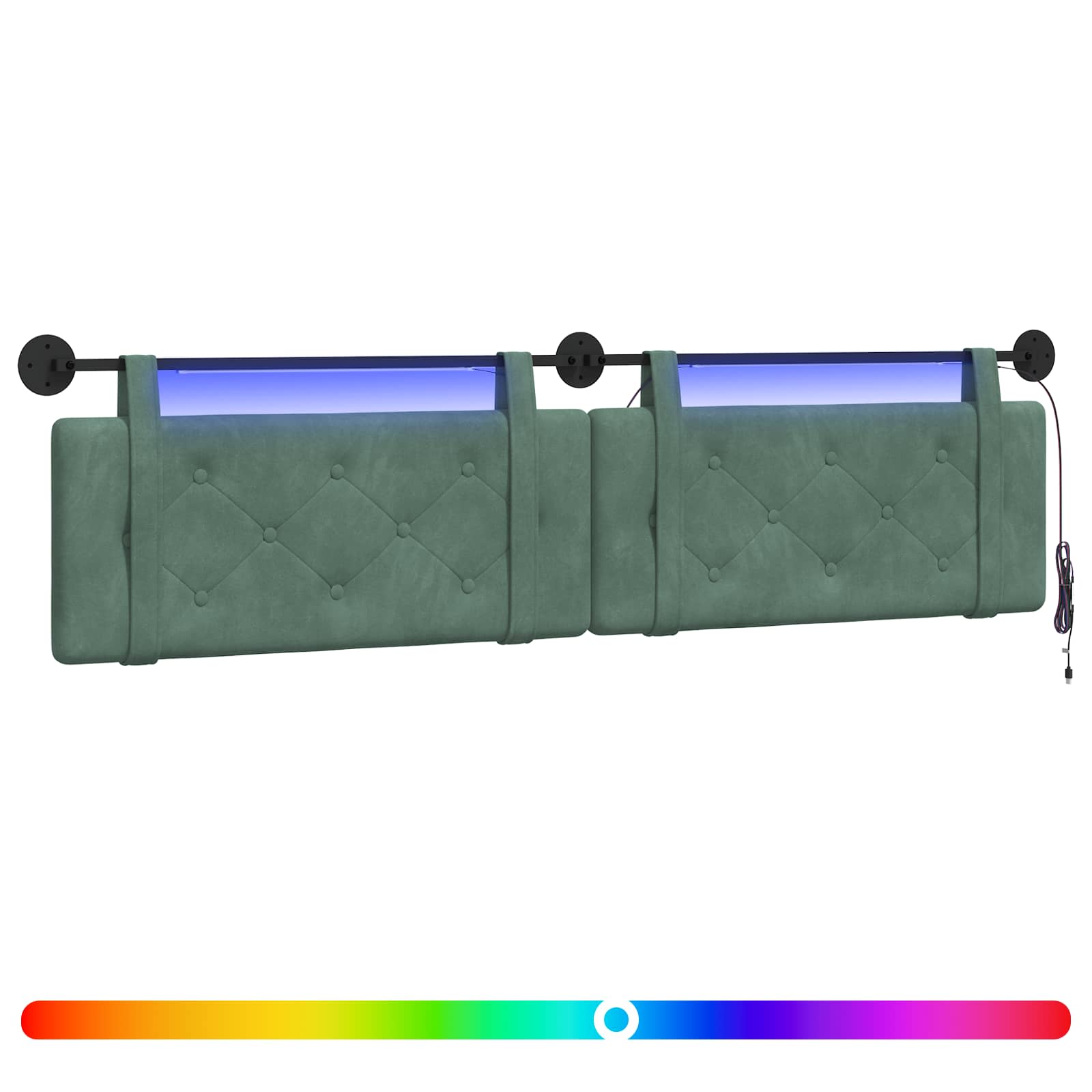 Hängendes Kopfteil Mit LED Licht Meergrün Samt