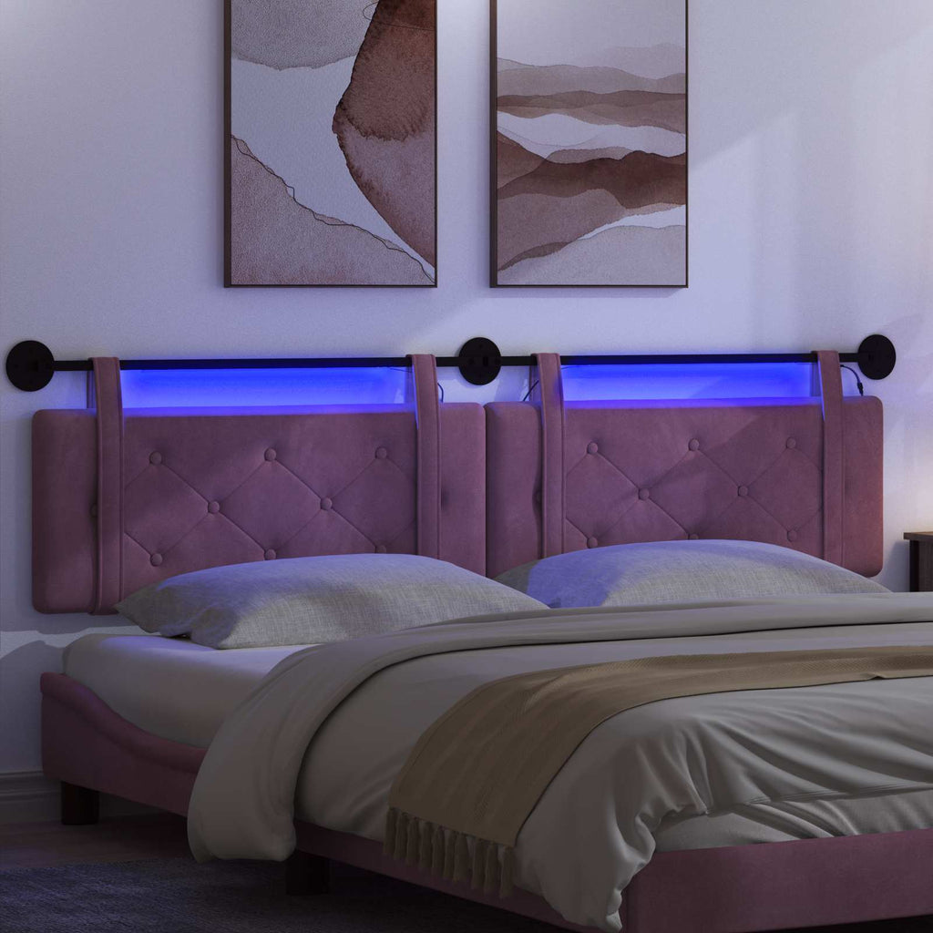 Hängendes Kopfteil Mit LED Licht Lila Samt