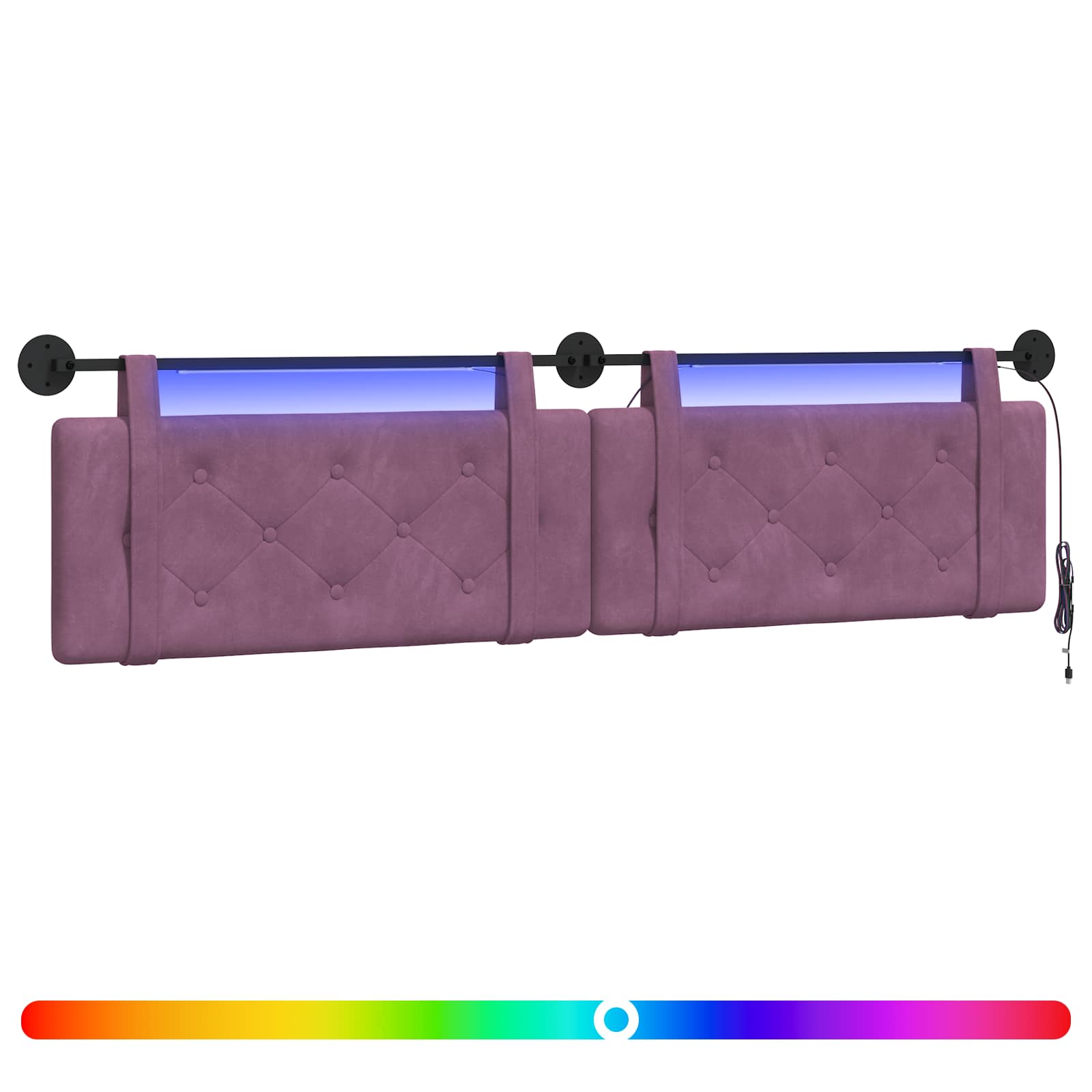 Hängendes Kopfteil Mit LED Licht Lila Samt