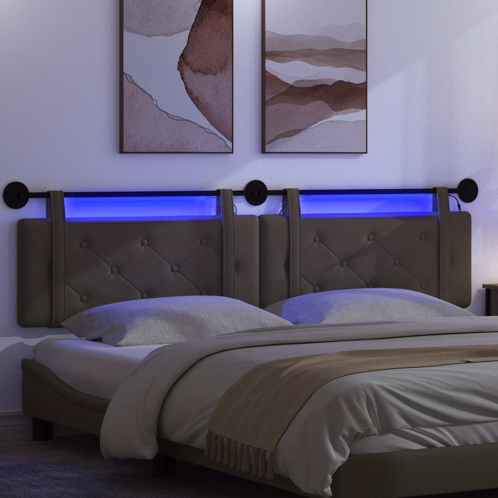 Hängendes Kopfteil Mit LED Licht Grau Kunstleder