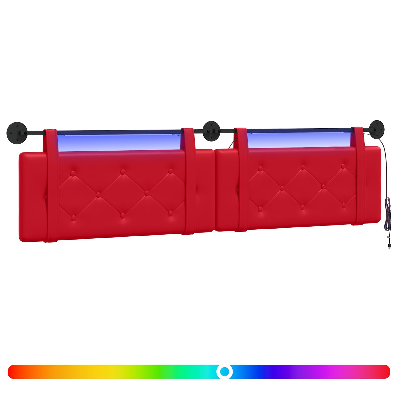 Hängendes Kopfteil Mit LED Licht Rot Kunstleder