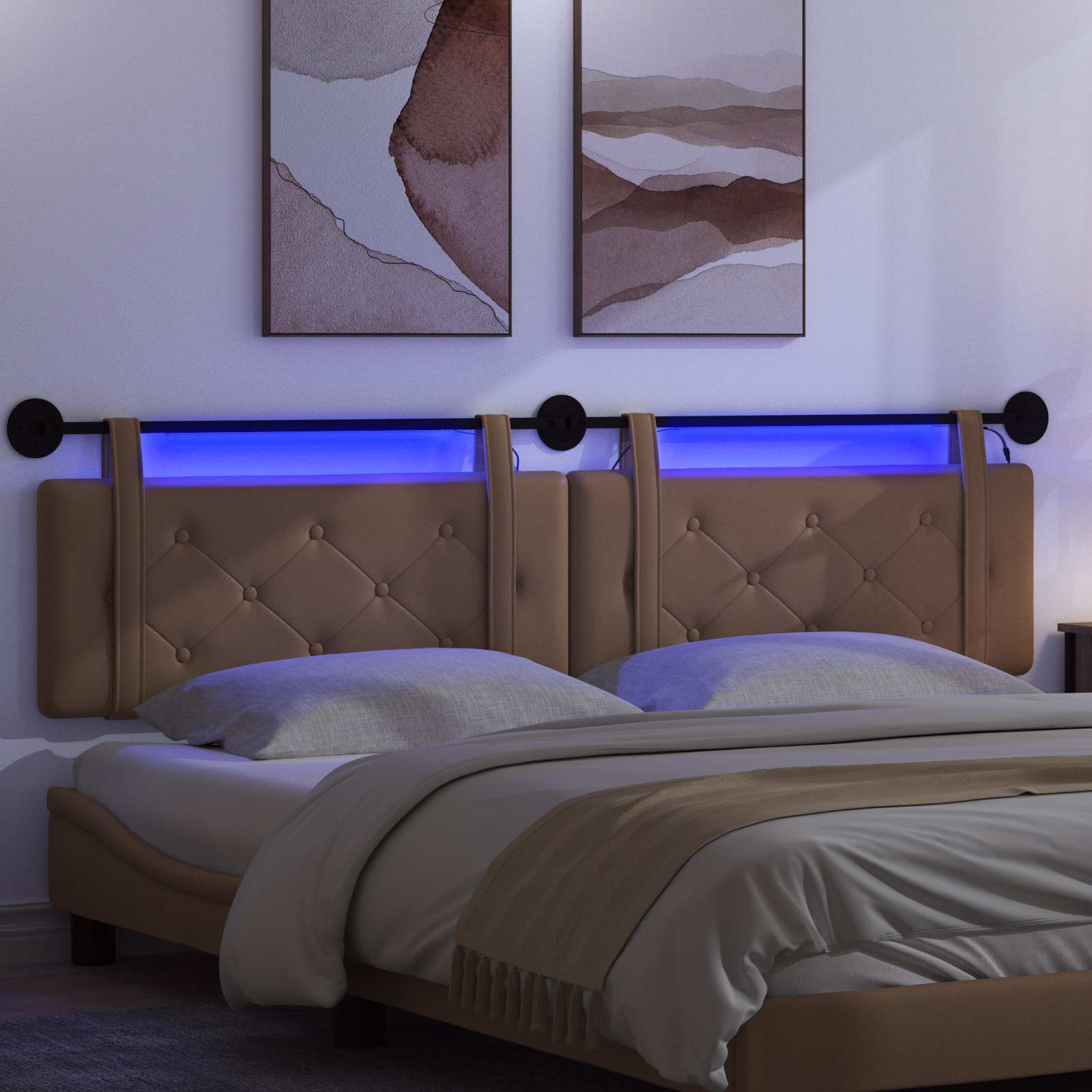 Hängendes Kopfteil Mit LED Licht Cappuccino Kunstleder