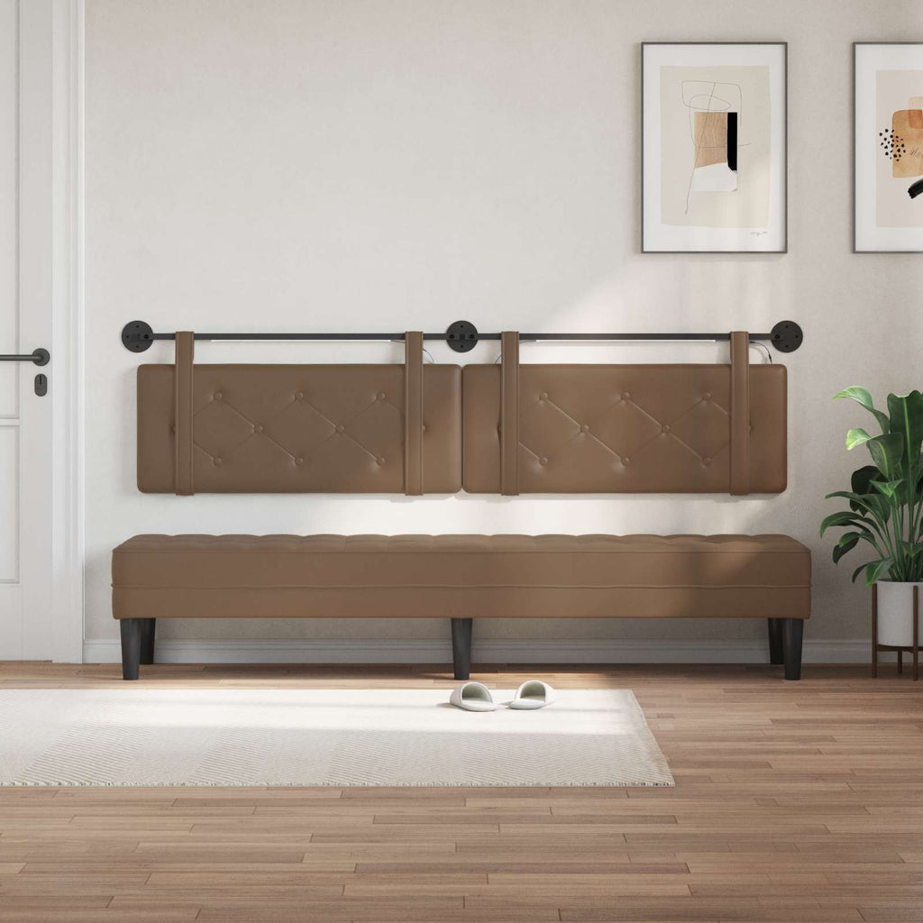 Hängendes Kopfteil Mit LED Licht Cappuccino Kunstleder
