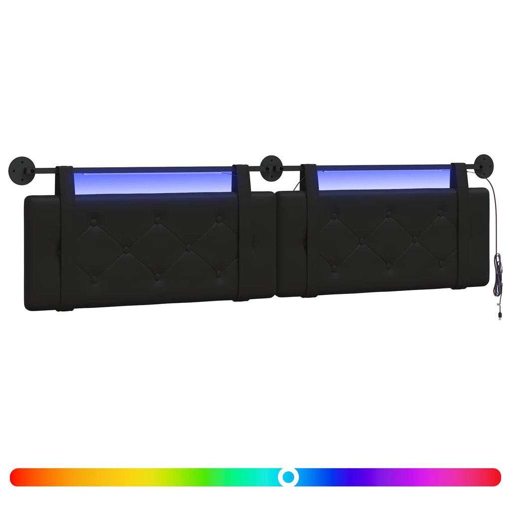 Hängendes Kopfteil Mit LED Licht Schwarz Kunstleder