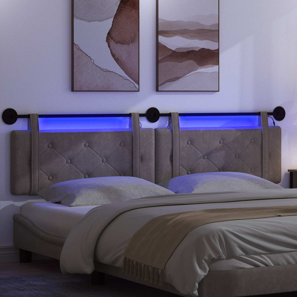 Hängendes Kopfteil Mit LED Licht Grau Antikes PU