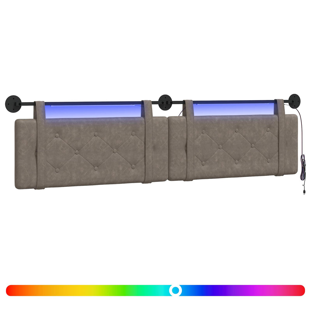 Hängendes Kopfteil Mit LED Licht Grau Antikes PU