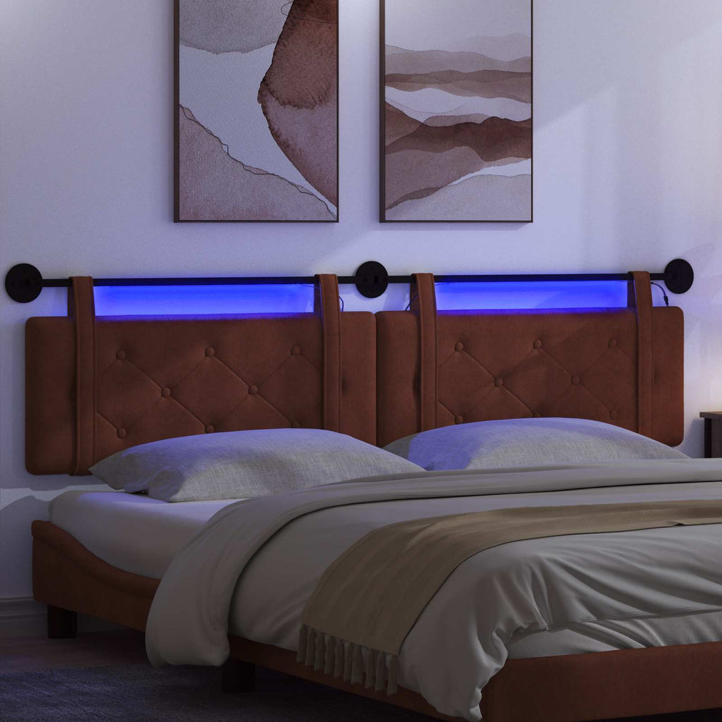 Hängendes Kopfteil Mit LED Licht Glänzendes Braun Antikes PU