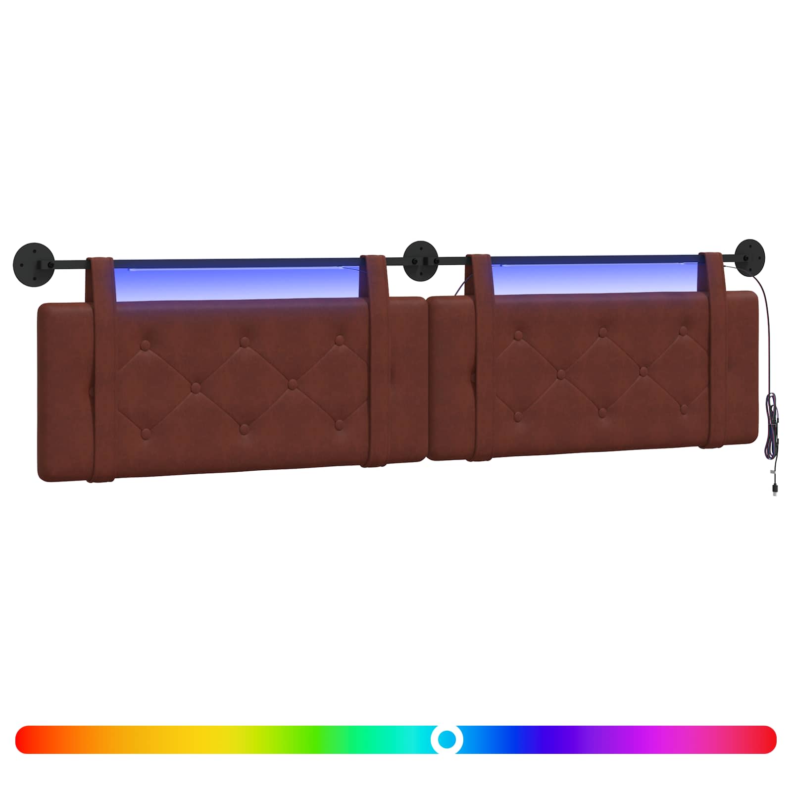 Hängendes Kopfteil Mit LED Licht Glänzendes Braun Antikes PU