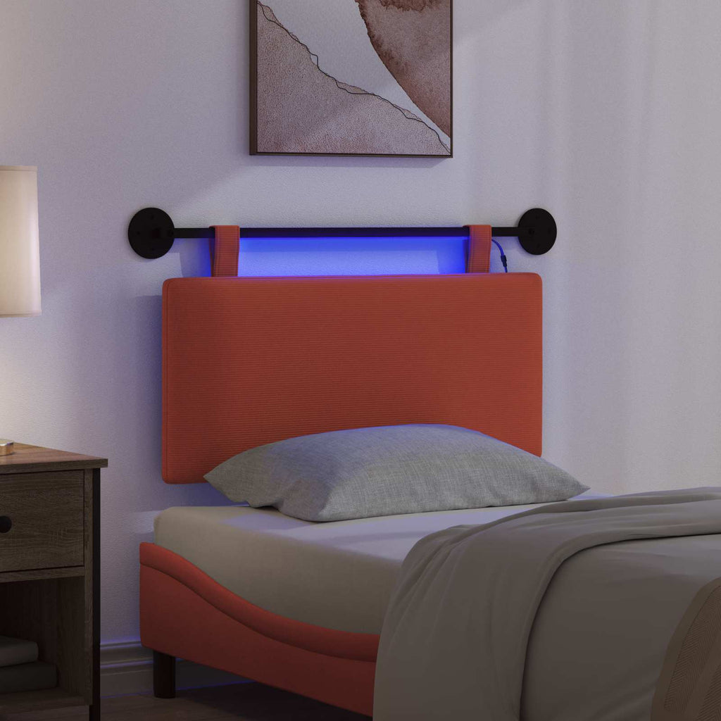 Hängendes Kopfteil Mit LED Licht Rot-Orange Cordstoff