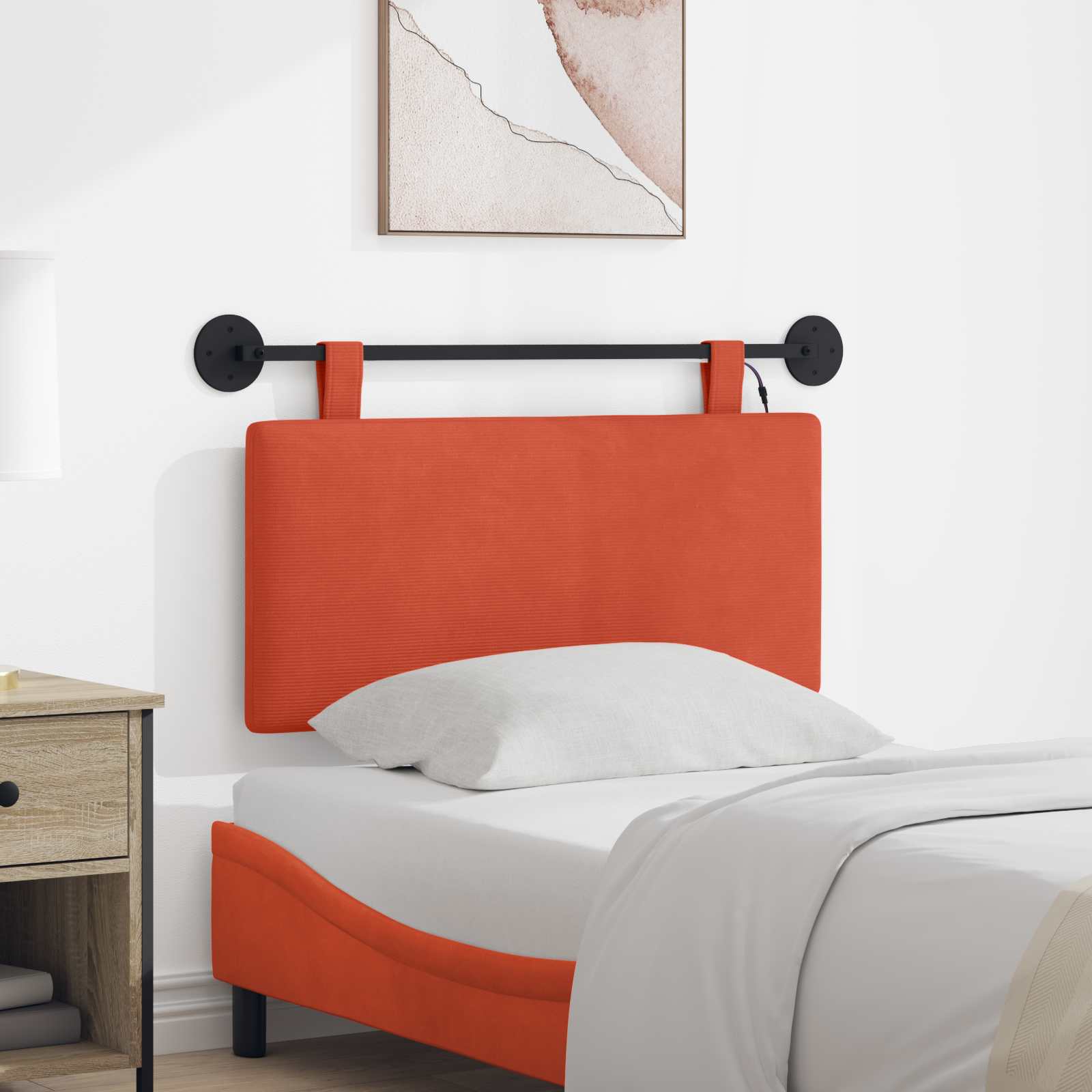 Hängendes Kopfteil Mit LED Licht Rot-Orange Cordstoff