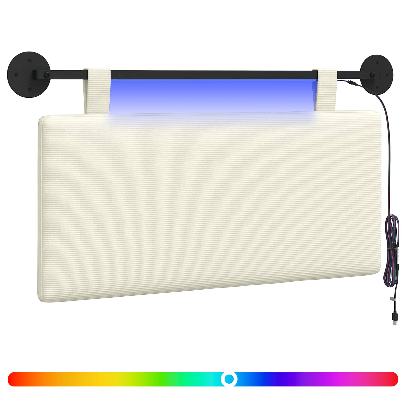 Hängendes Kopfteil Mit LED Licht Creme Cordstoff