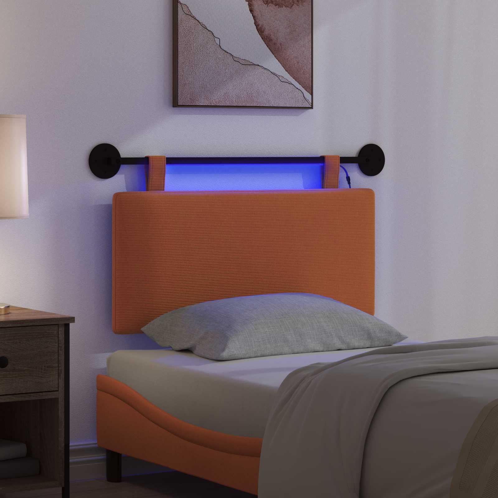 Hängendes Kopfteil Mit LED Licht Orange Cordstoff