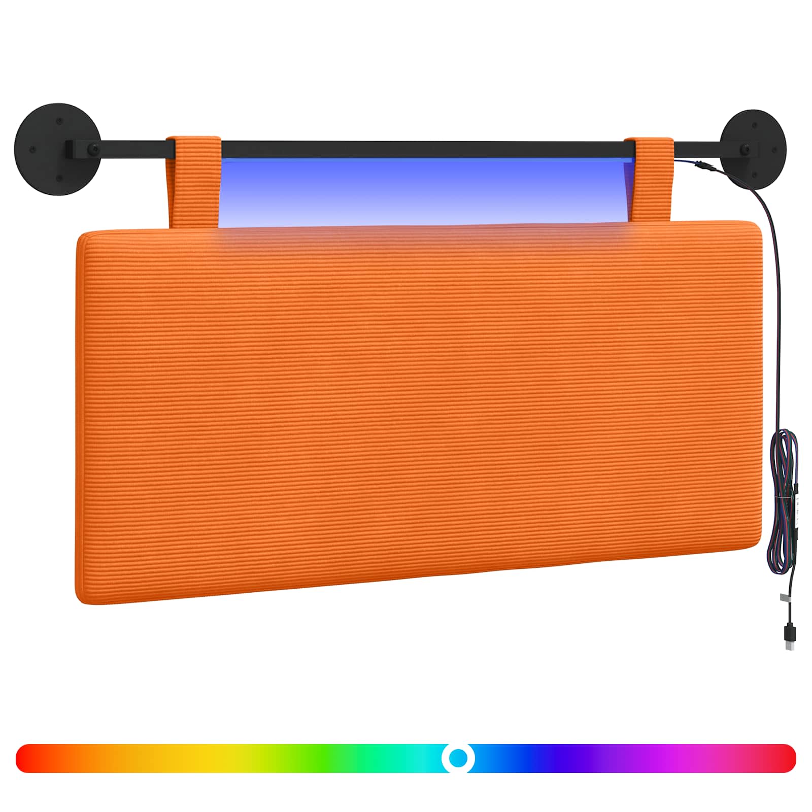 Hängendes Kopfteil Mit LED Licht Orange Cordstoff
