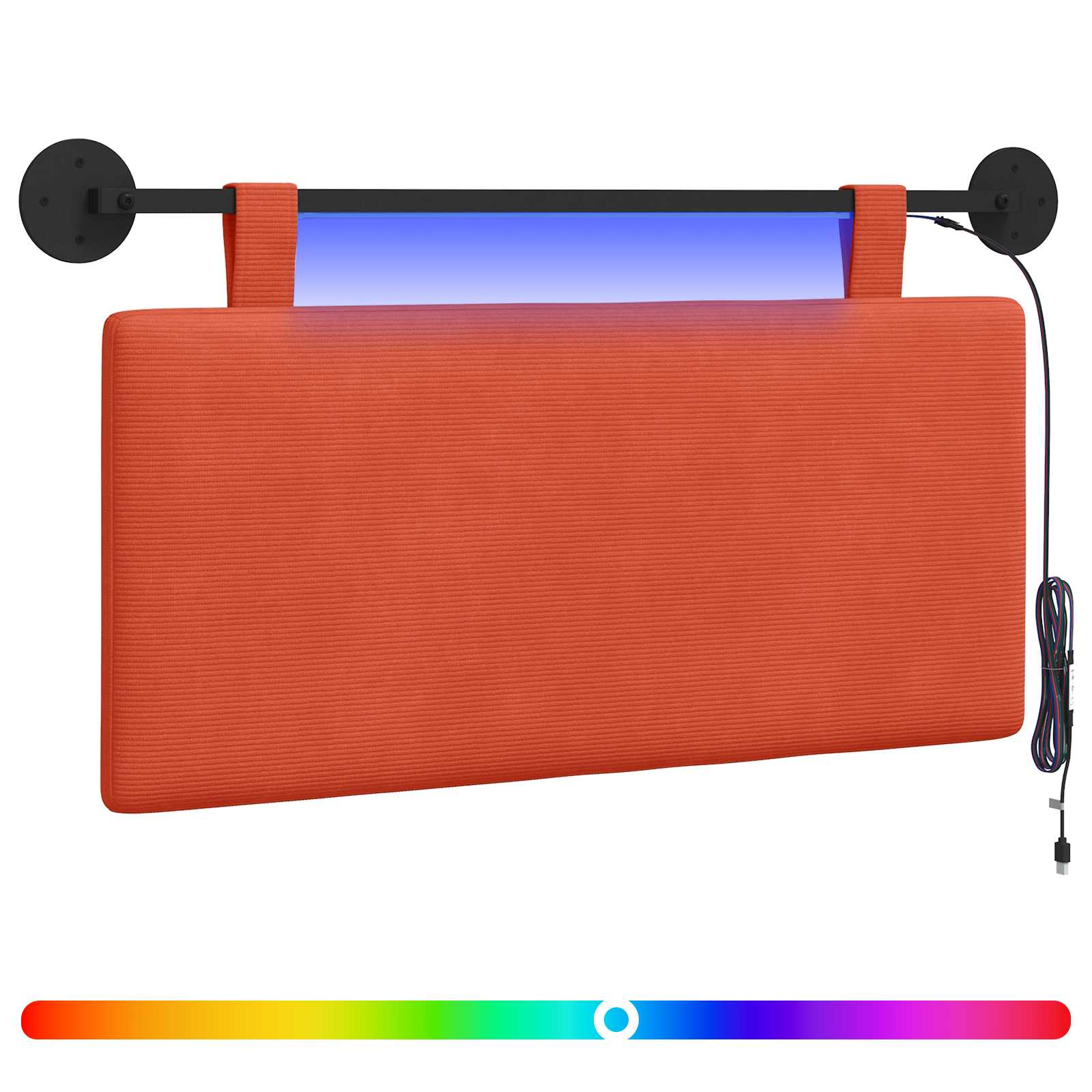 Hängendes Kopfteil Mit LED Licht Rot-Orange Cordstoff