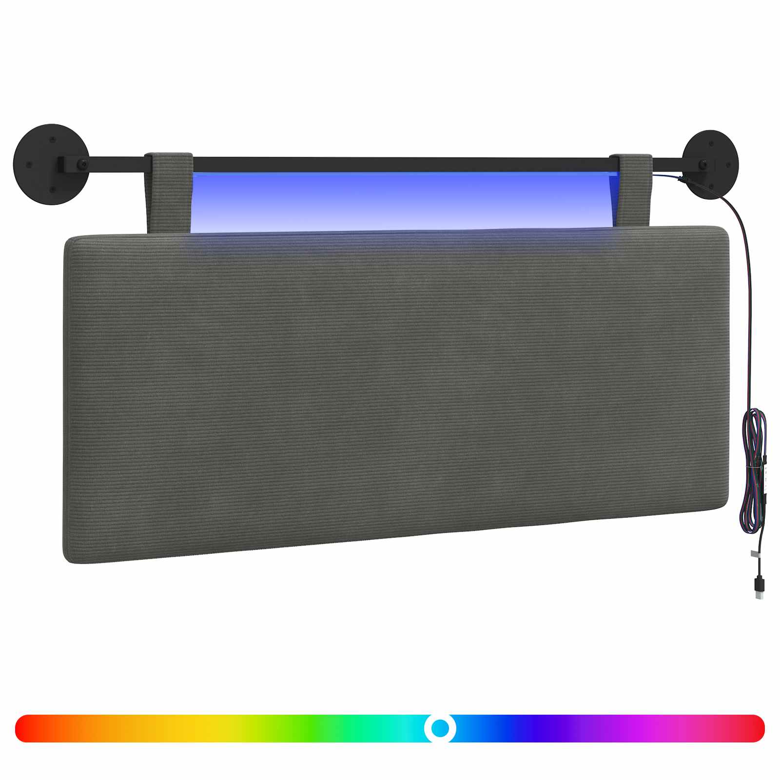 Hängendes Kopfteil Mit LED Licht Dunkelgrau Cordstoff