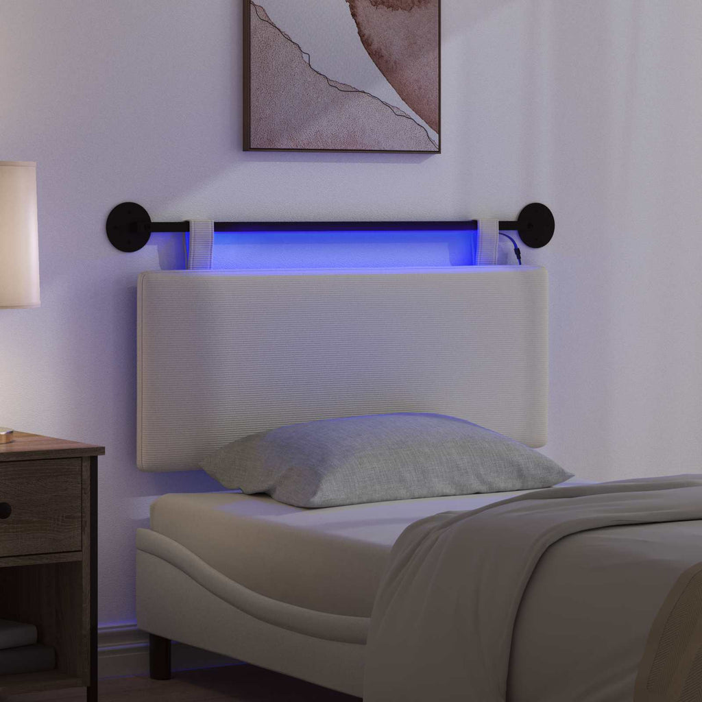 Hängendes Kopfteil Mit LED Licht Creme Cordstoff