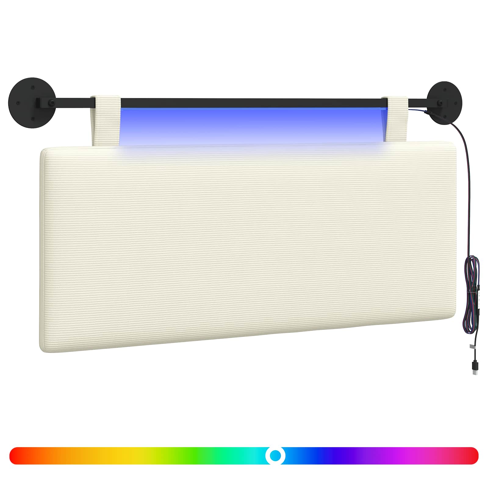 Hängendes Kopfteil Mit LED Licht Creme Cordstoff