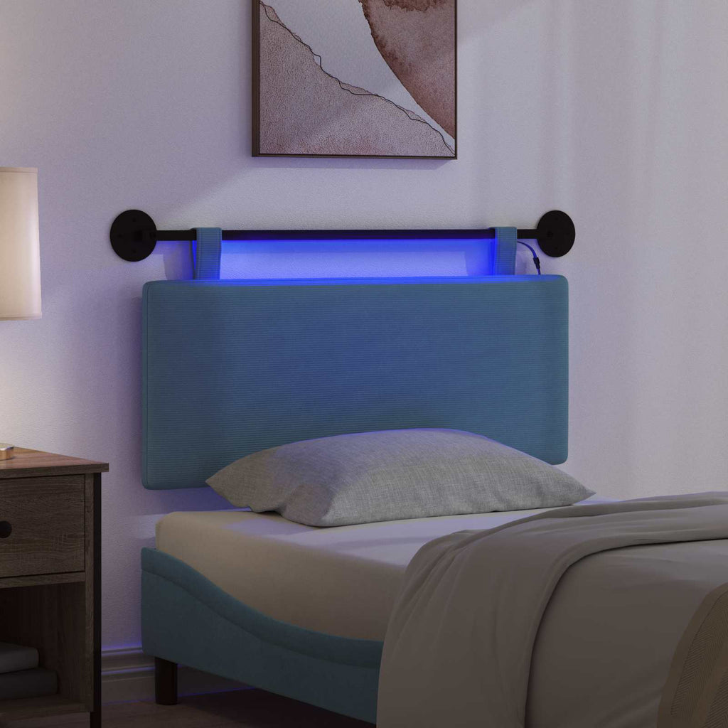 Hängendes Kopfteil Mit LED Licht Blau Cordstoff