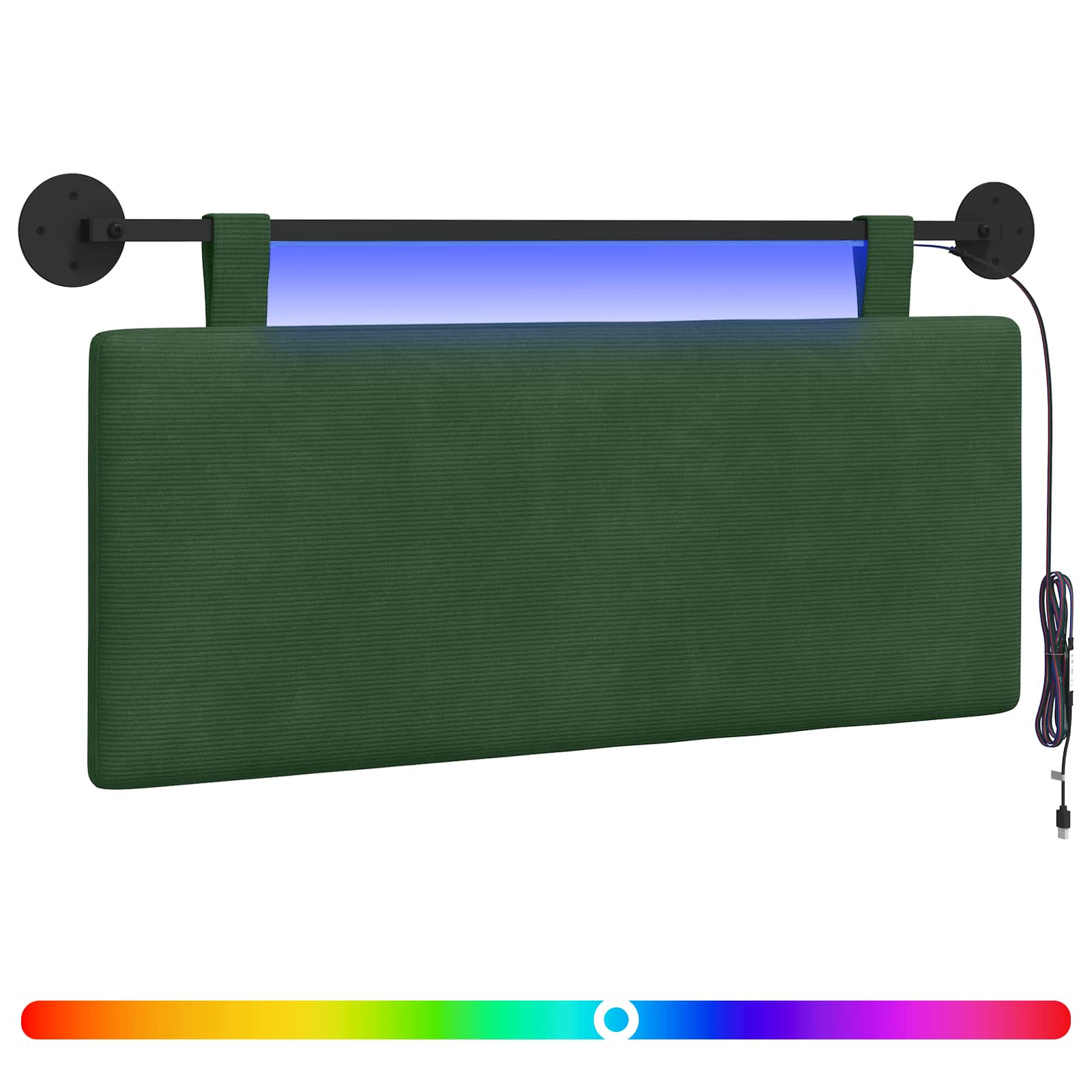 Hängendes Kopfteil Mit LED Licht Dschungelgrün Cordstoff