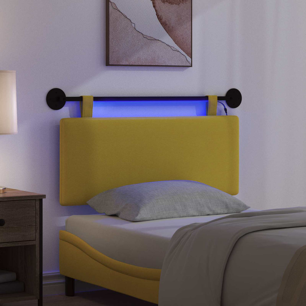 Hängendes Kopfteil Mit LED Licht Helles Gelb Cordstoff